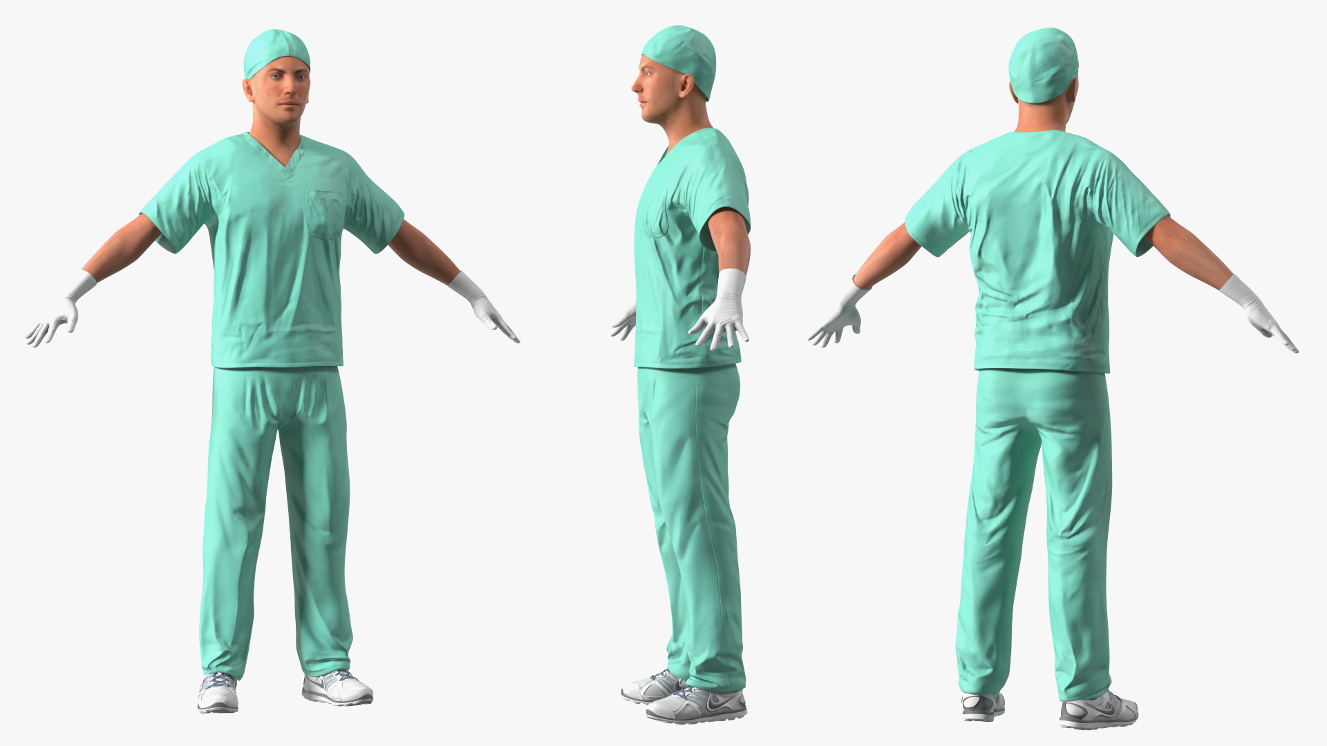 Male Doctor wearing Gloves Rigged for Maya 3D