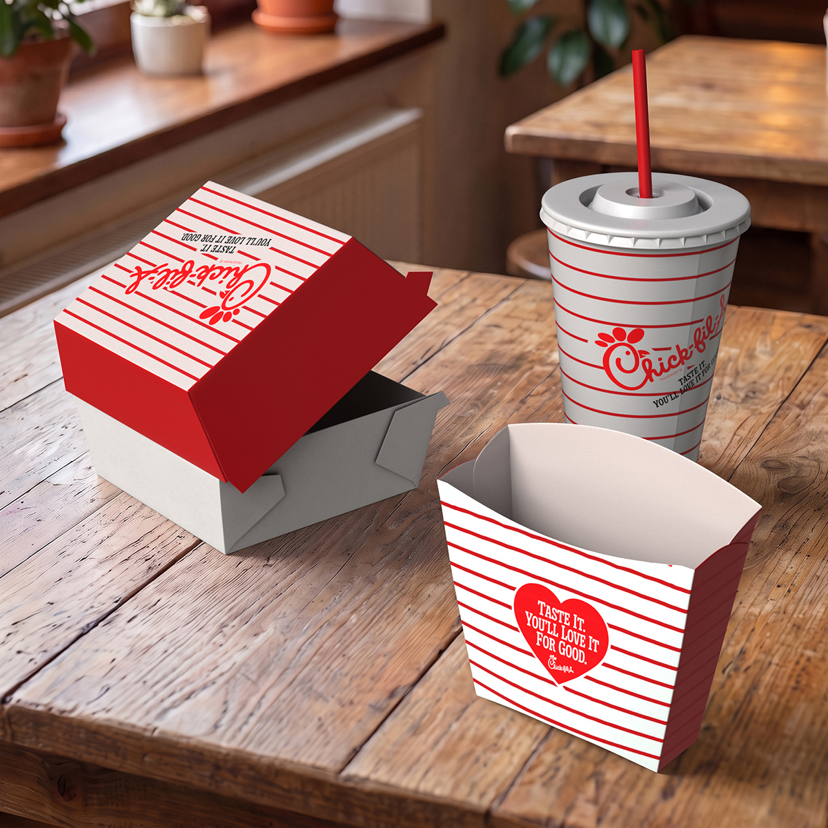 Chick fil A Burger Meal with Fries and Cola 3D model preview