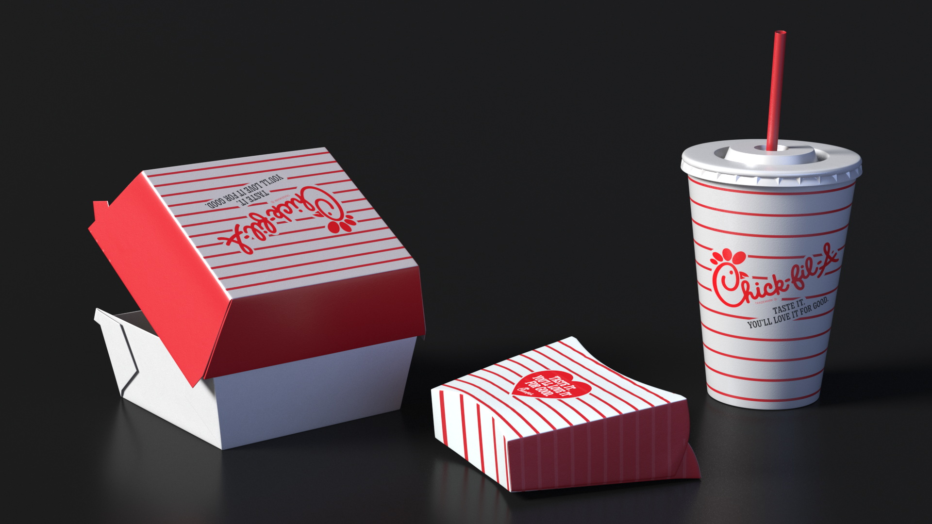 Chick fil A Burger Meal with Fries and Cola, view 2