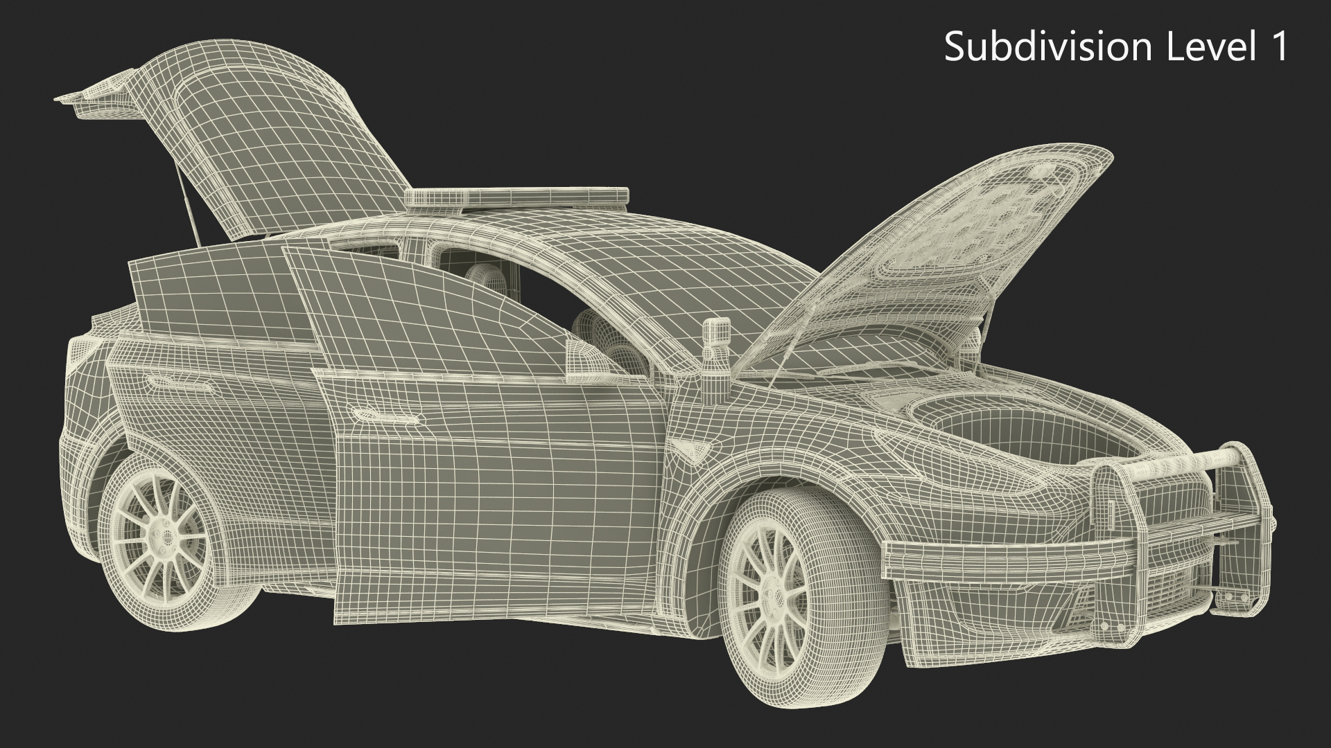 3D Police Tesla Model Y Rigged for Cinema 4D