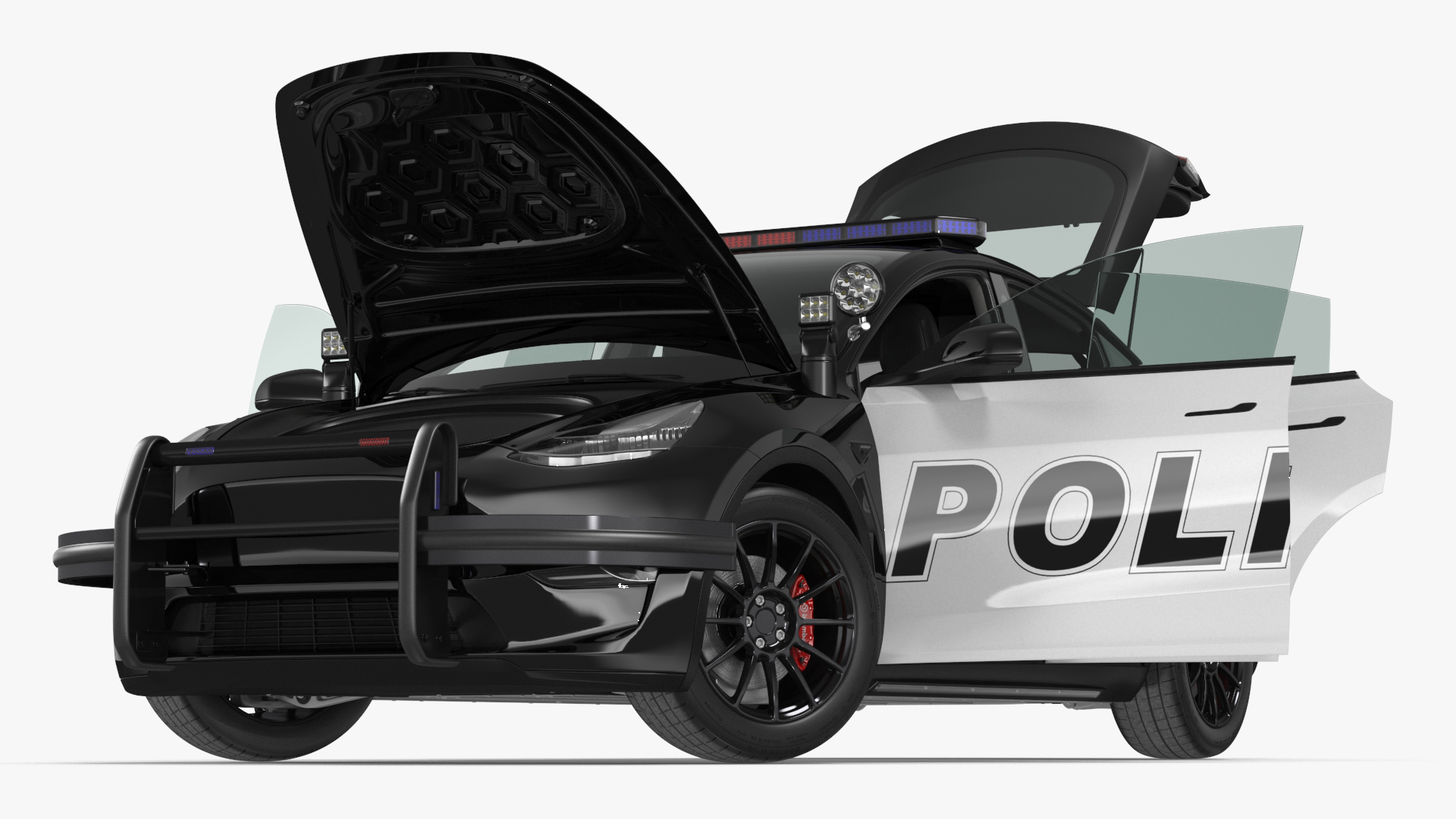 3D Police Tesla Model Y Rigged for Cinema 4D