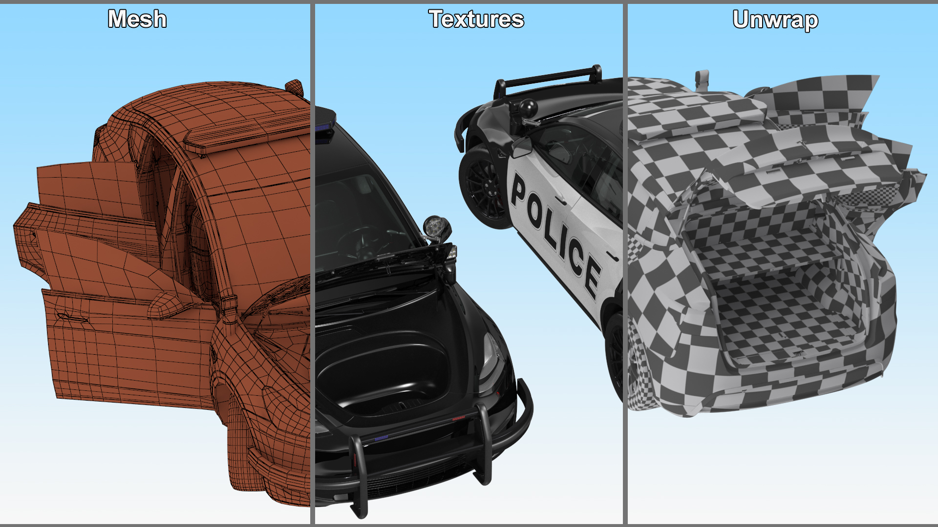 3D Police Tesla Model Y Rigged for Cinema 4D