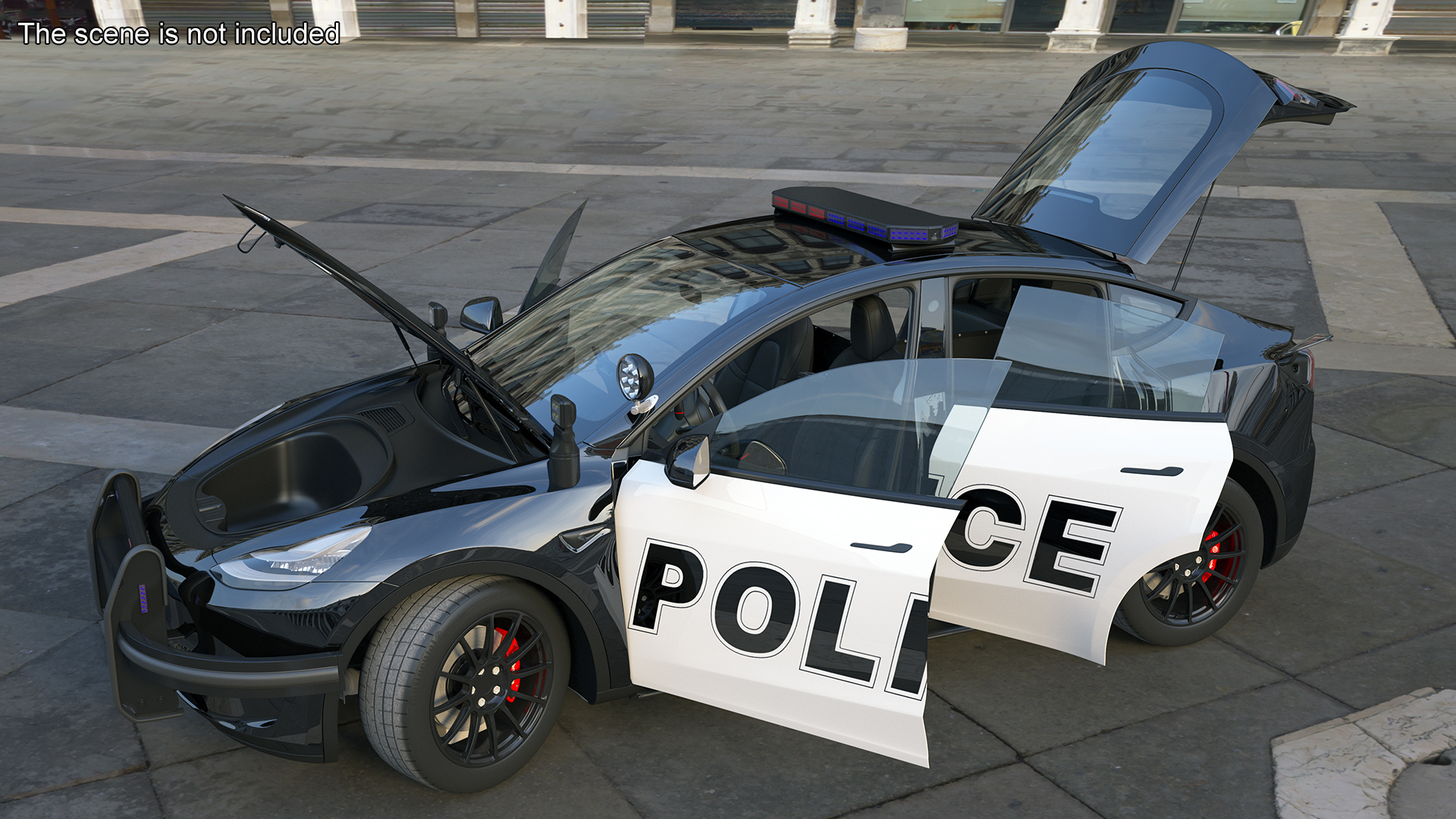 3D Police Tesla Model Y Rigged for Cinema 4D