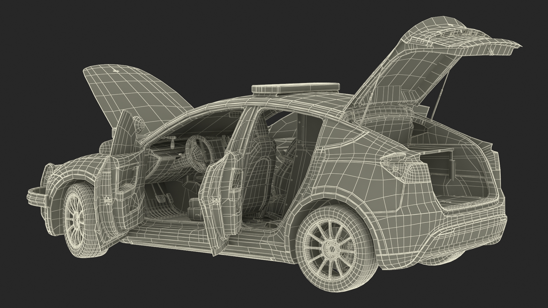 3D Police Tesla Model Y Rigged for Cinema 4D