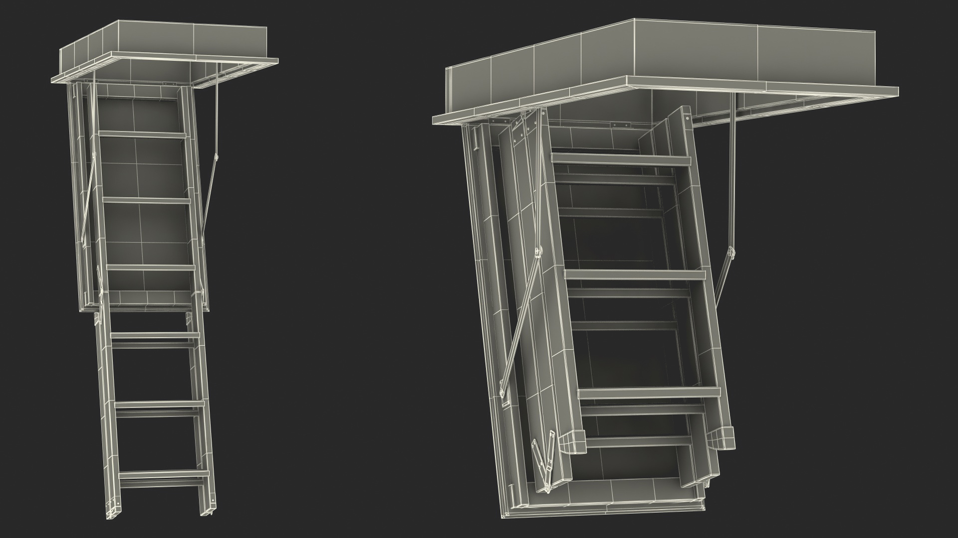 Attic Ladder Rigged 3D model