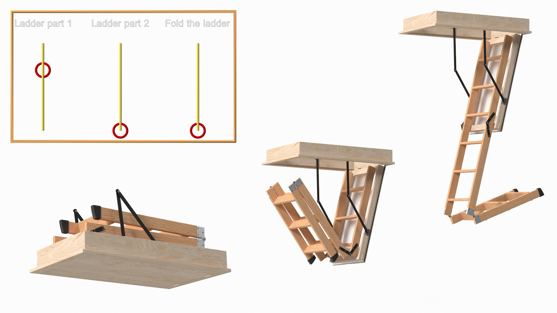 Attic Ladder Rigged 3D model
