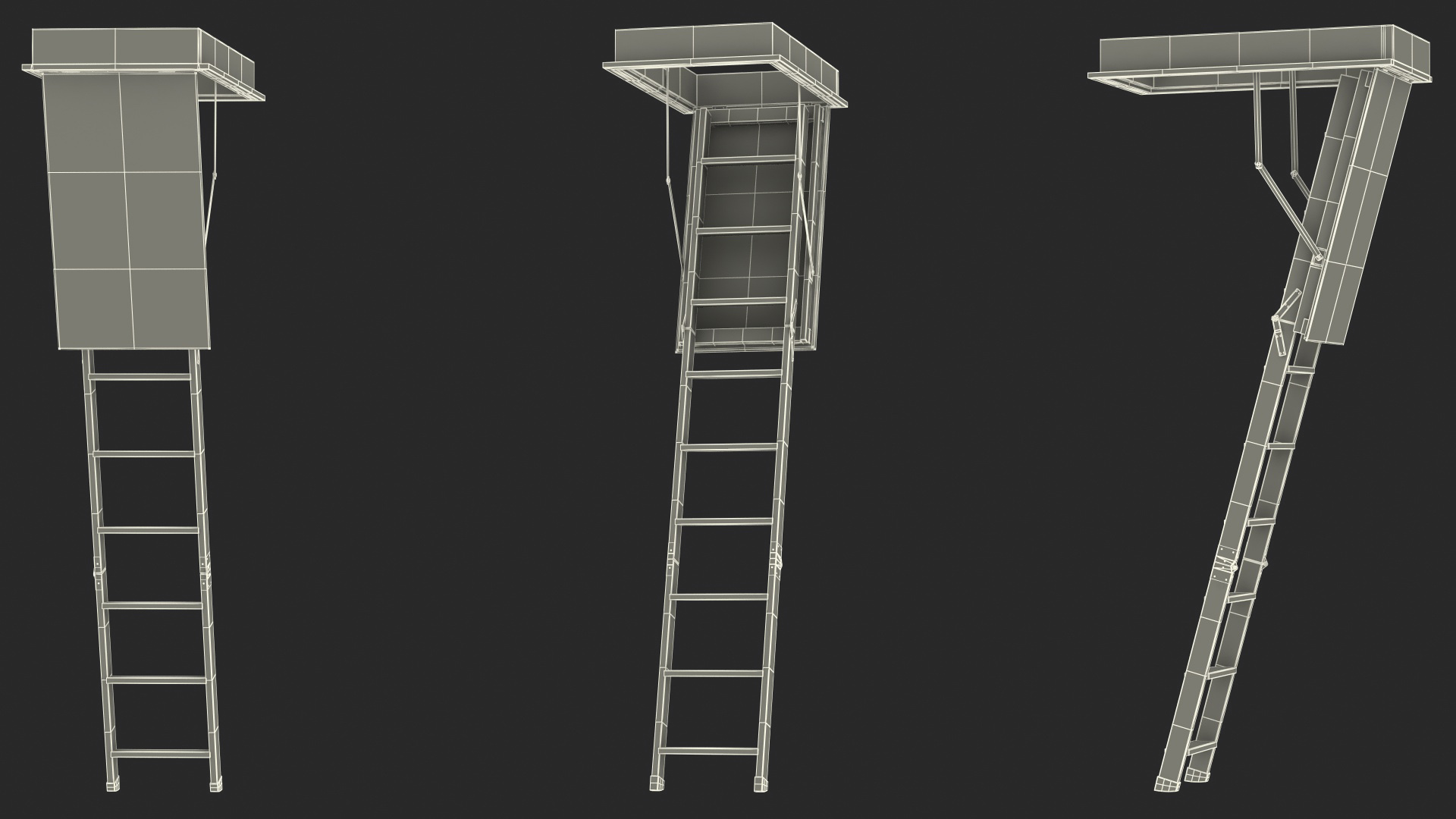Attic Ladder Rigged 3D model