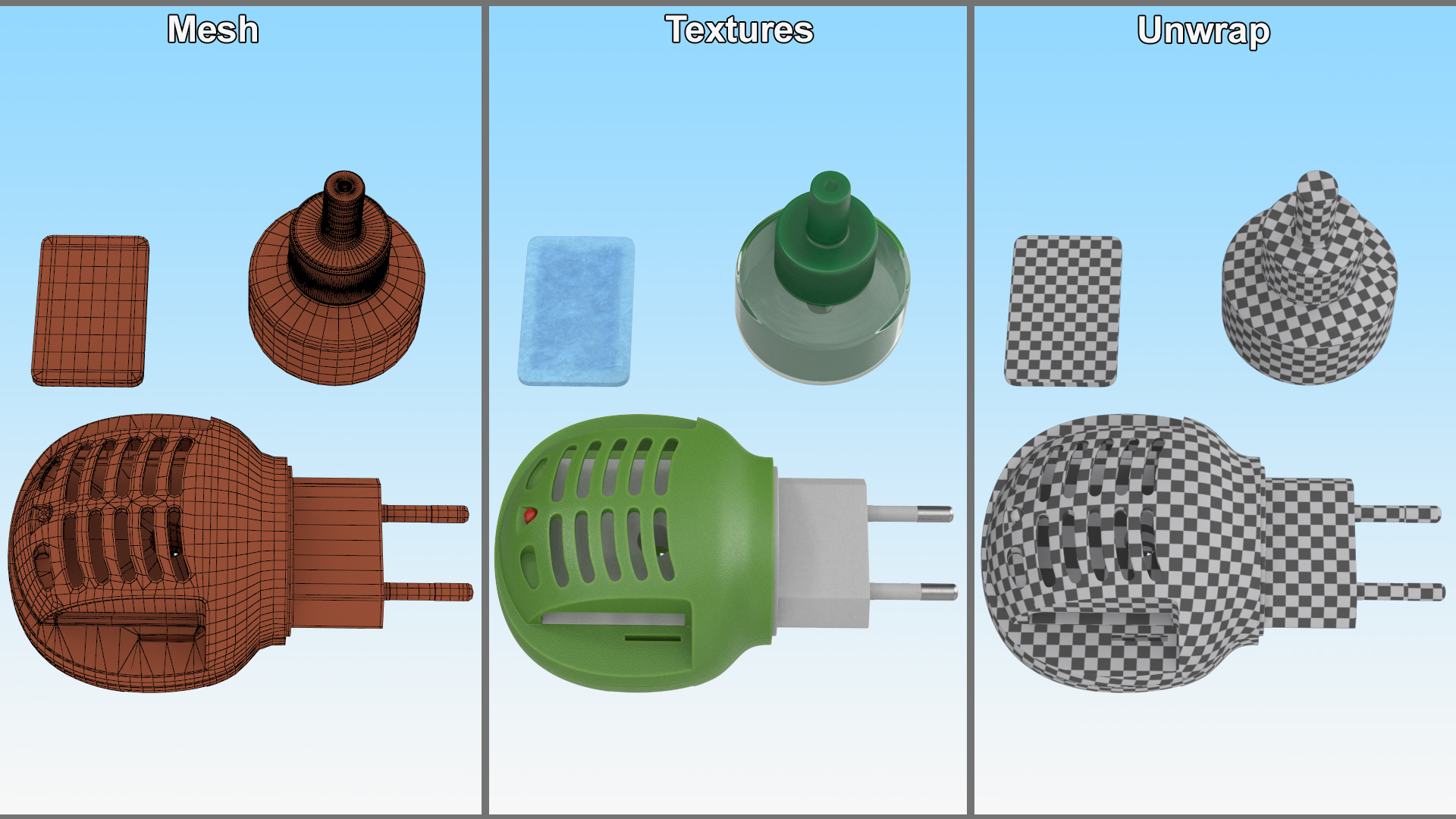 3D model Electric Mosquito Repellent Set Green Disassembled