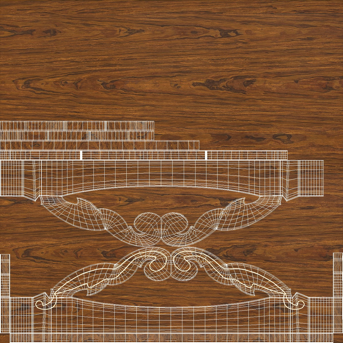 3D model Wooden Tray with Ornament