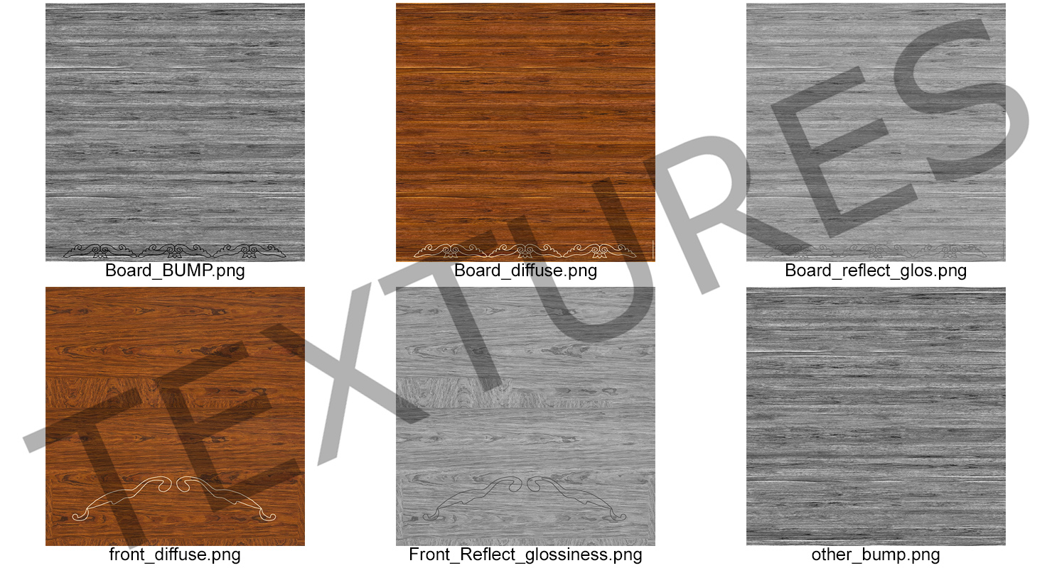 3D model Wooden Tray with Ornament
