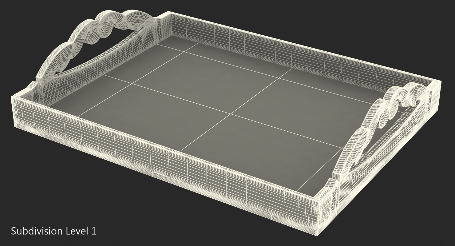 3D model Wooden Tray with Ornament