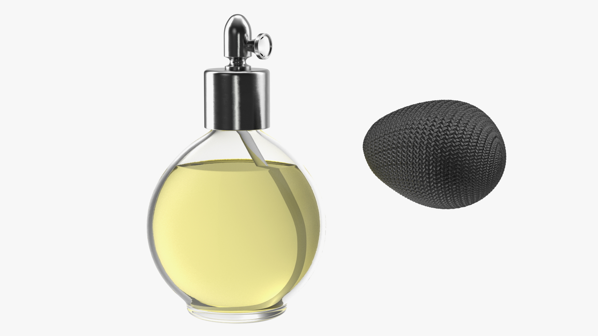 3D model Spherical Perfume Bottle with Silver Cap