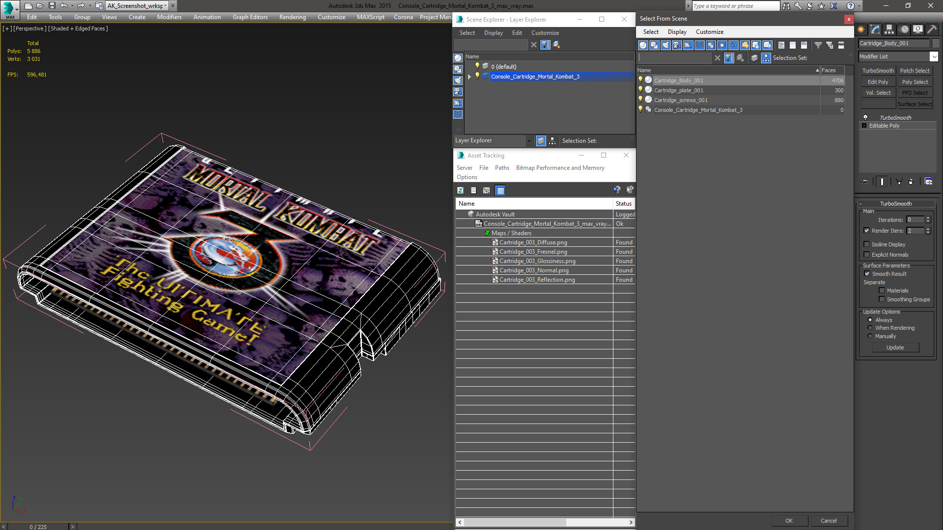 3D Console Cartridge Mortal Kombat 3 model