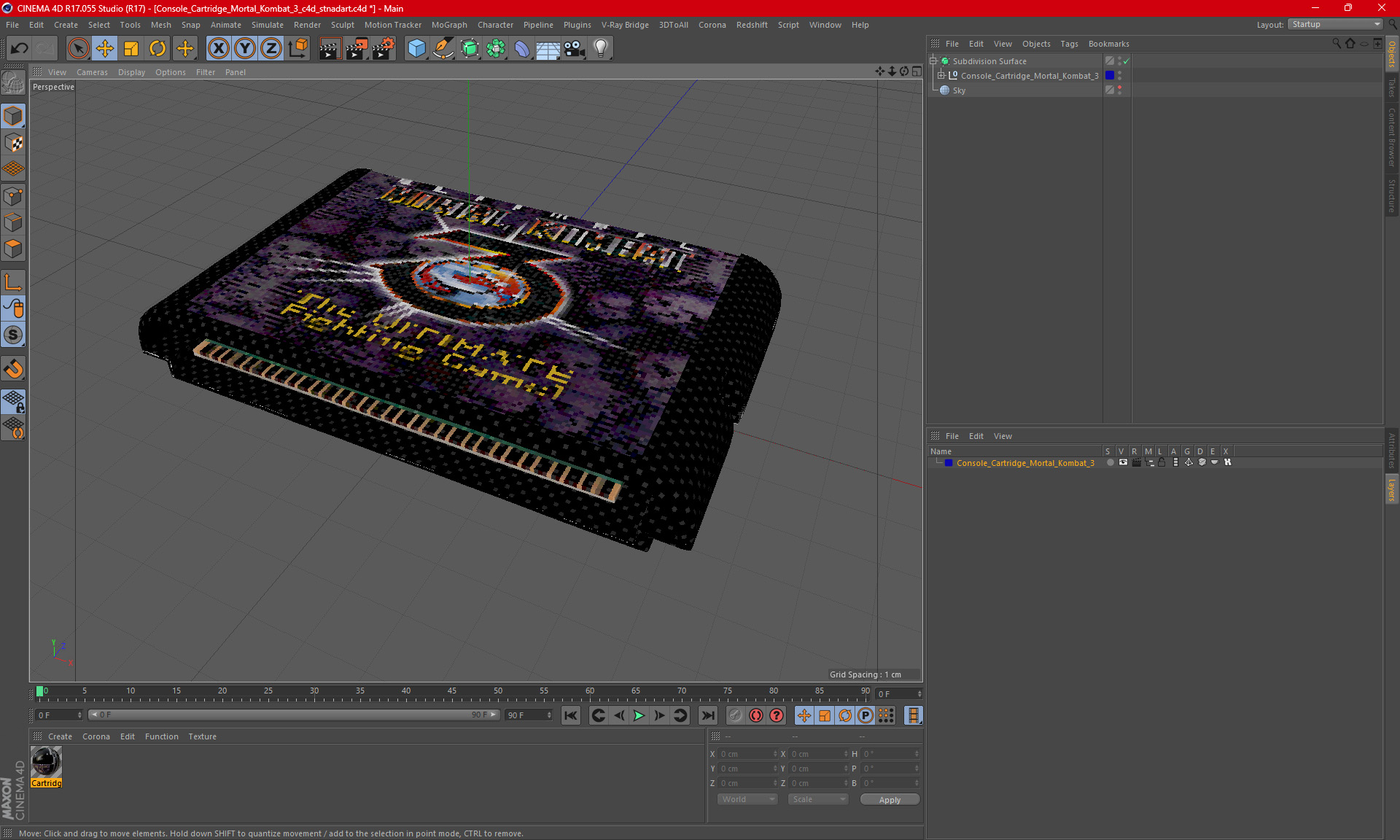 3D Console Cartridge Mortal Kombat 3 model