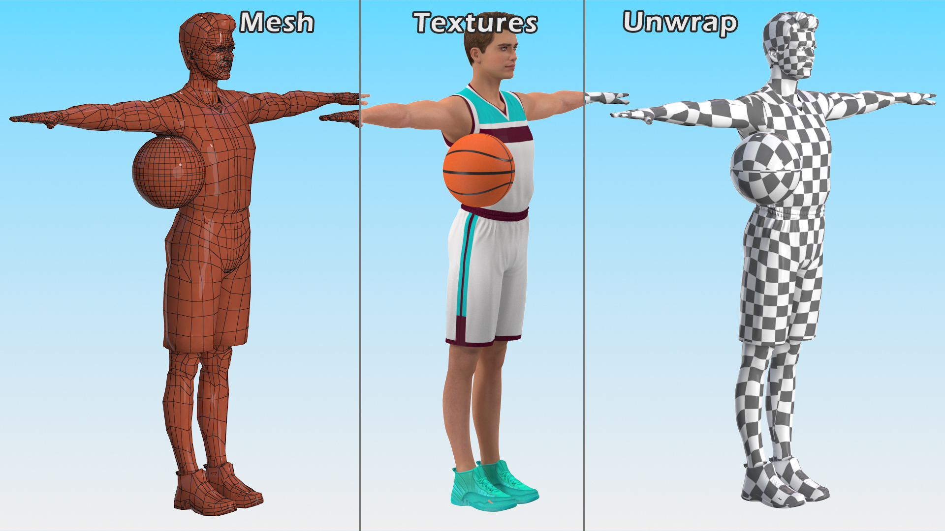 Teen Boy Basketball Neutral Pose 3D