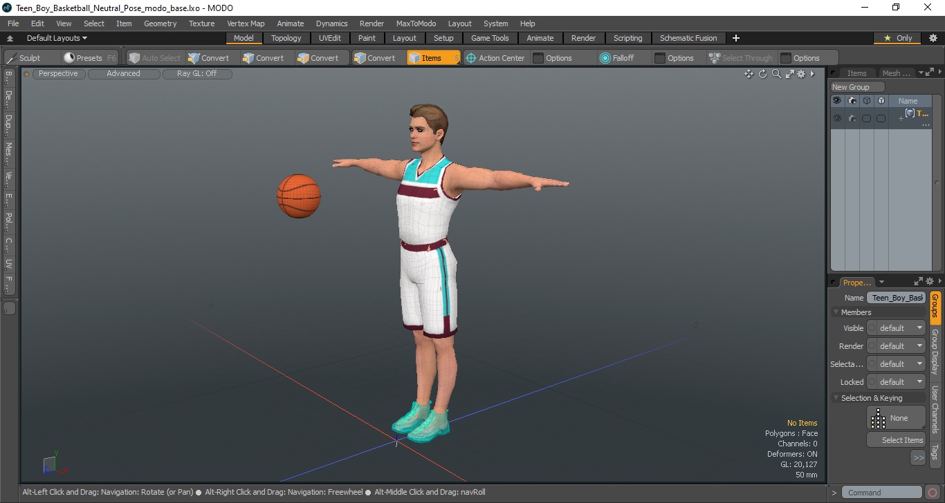 Teen Boy Basketball Neutral Pose 3D
