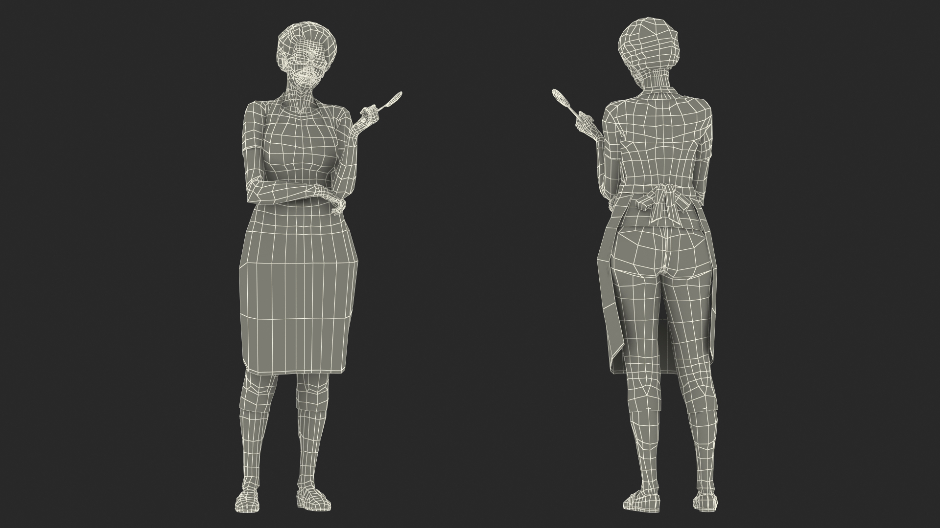 3D Kitchen Style Asian Grandma Standing