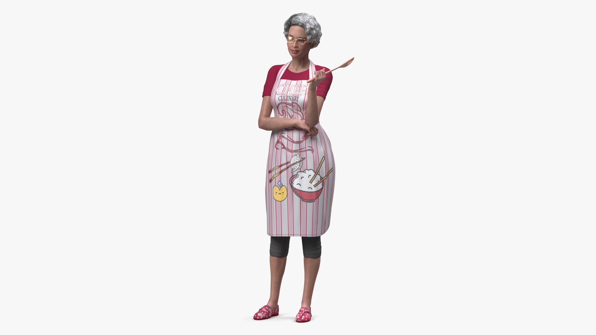 3D Kitchen Style Asian Grandma Standing