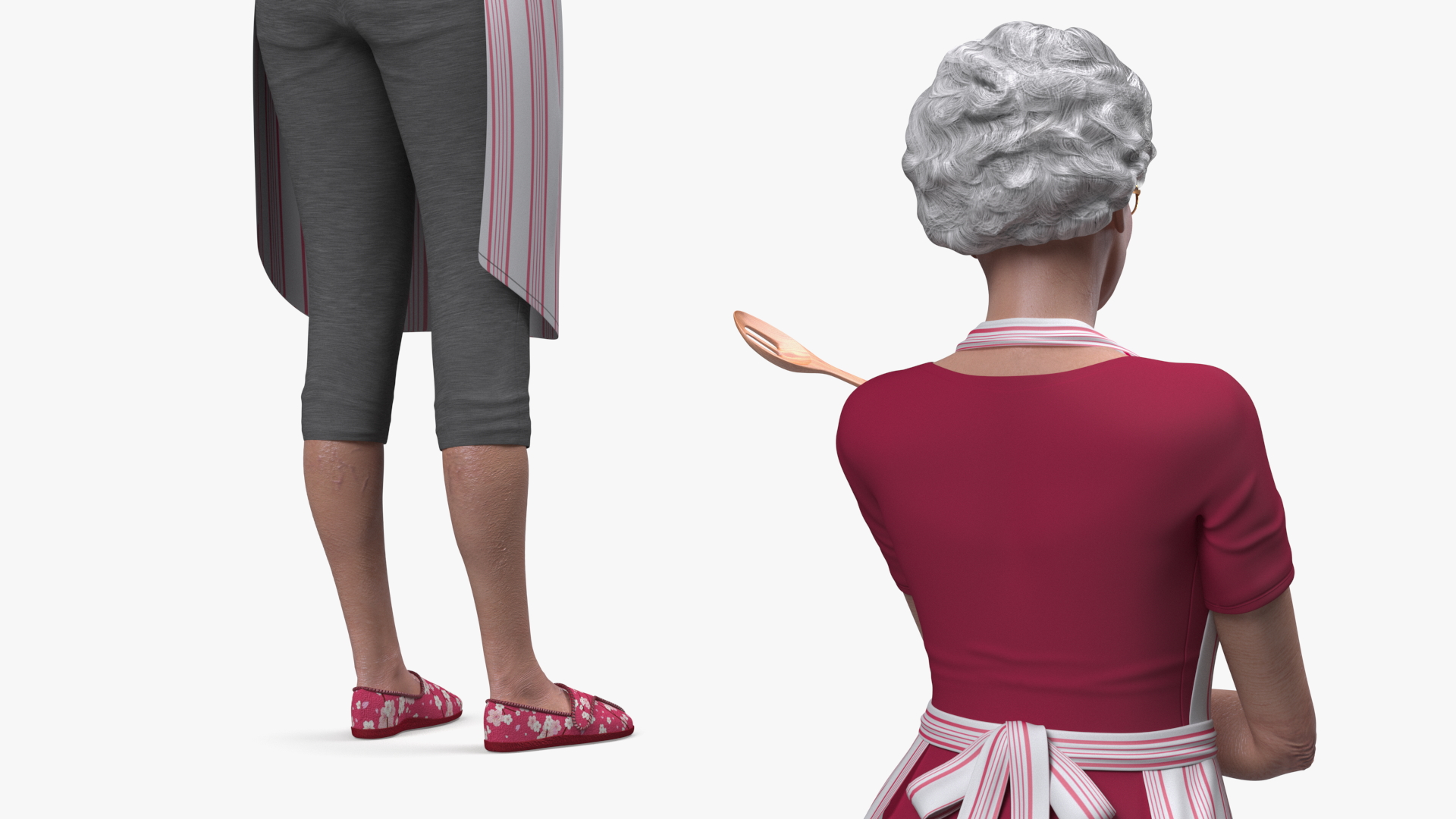 3D Kitchen Style Asian Grandma Standing