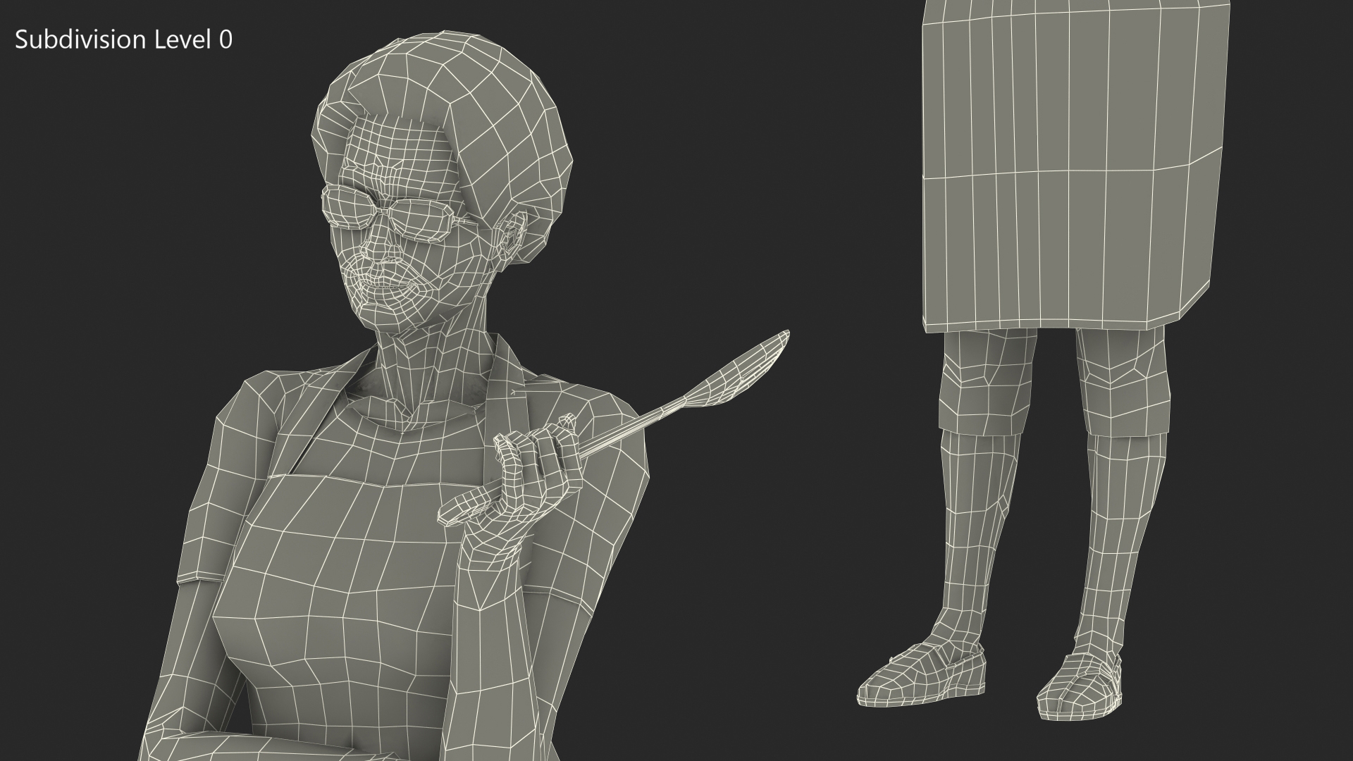 3D Kitchen Style Asian Grandma Standing