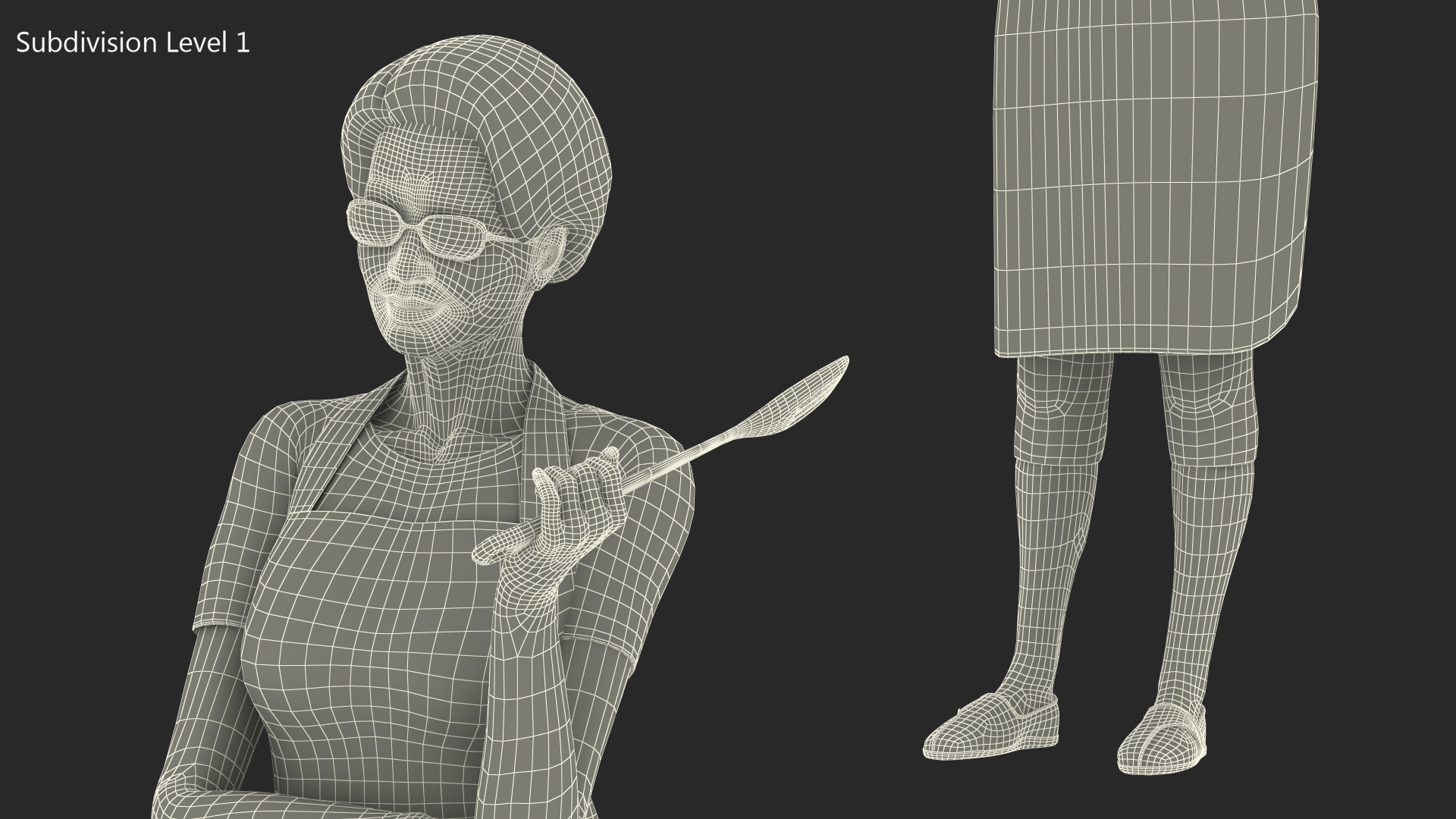 3D Kitchen Style Asian Grandma Standing