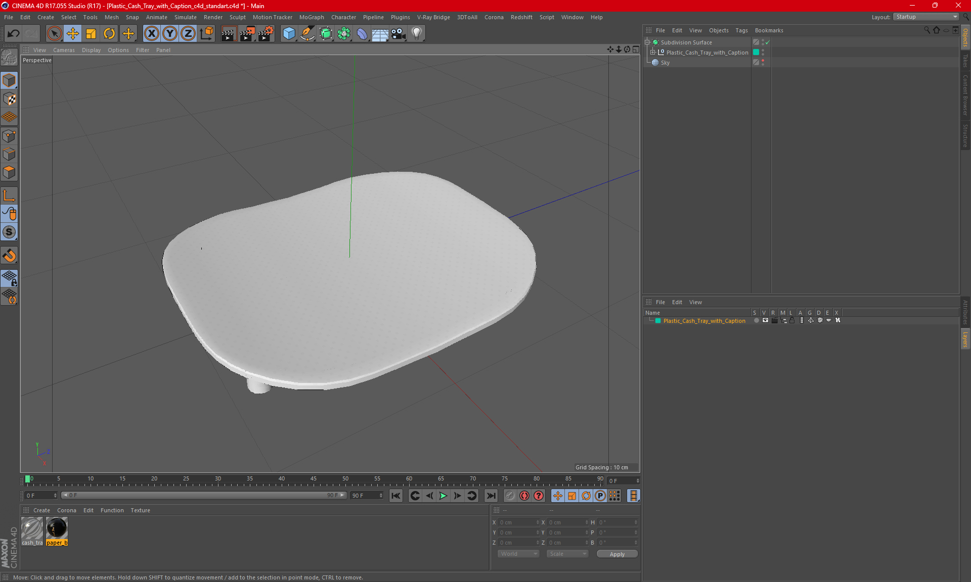 3D model Plastic Cash Tray with Caption