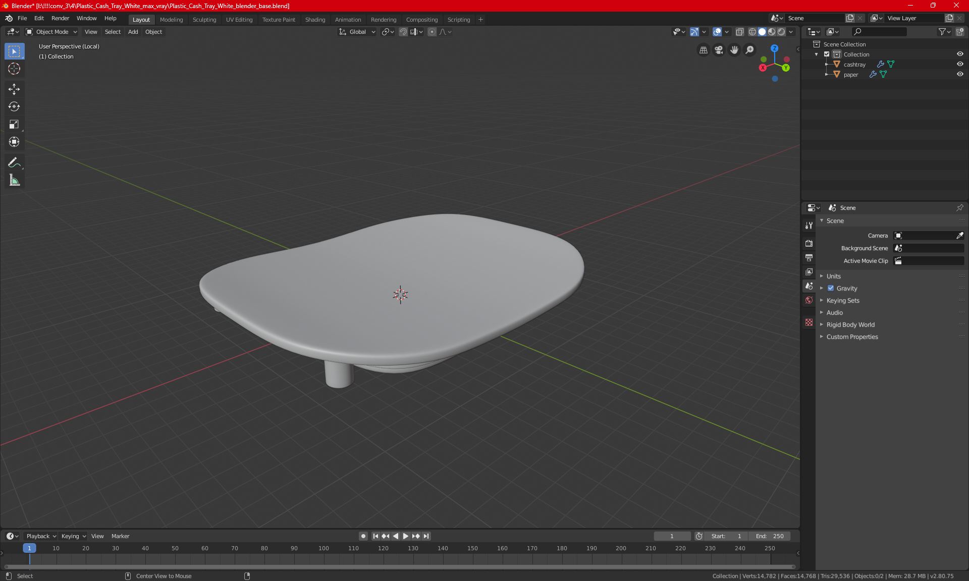 3D model Plastic Cash Tray with Caption