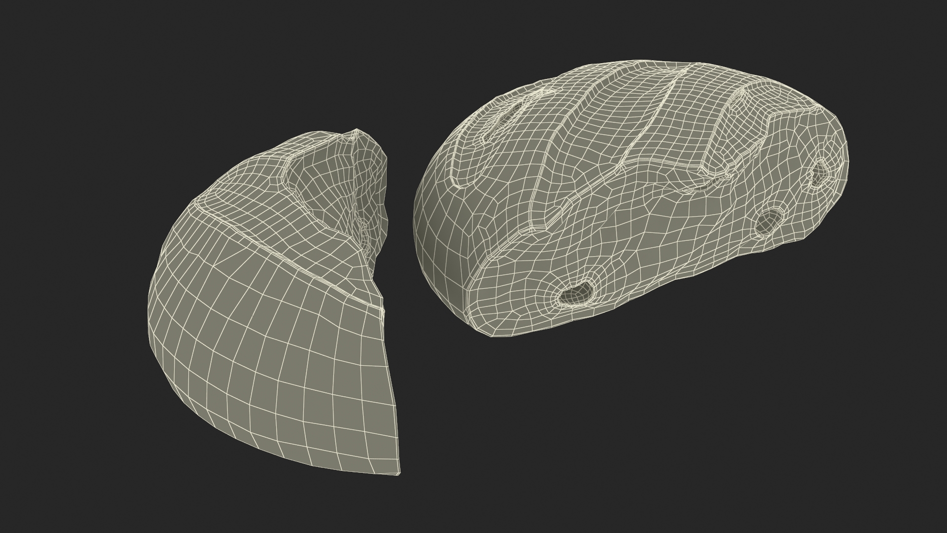 3D Broken Loaf of Round Bread