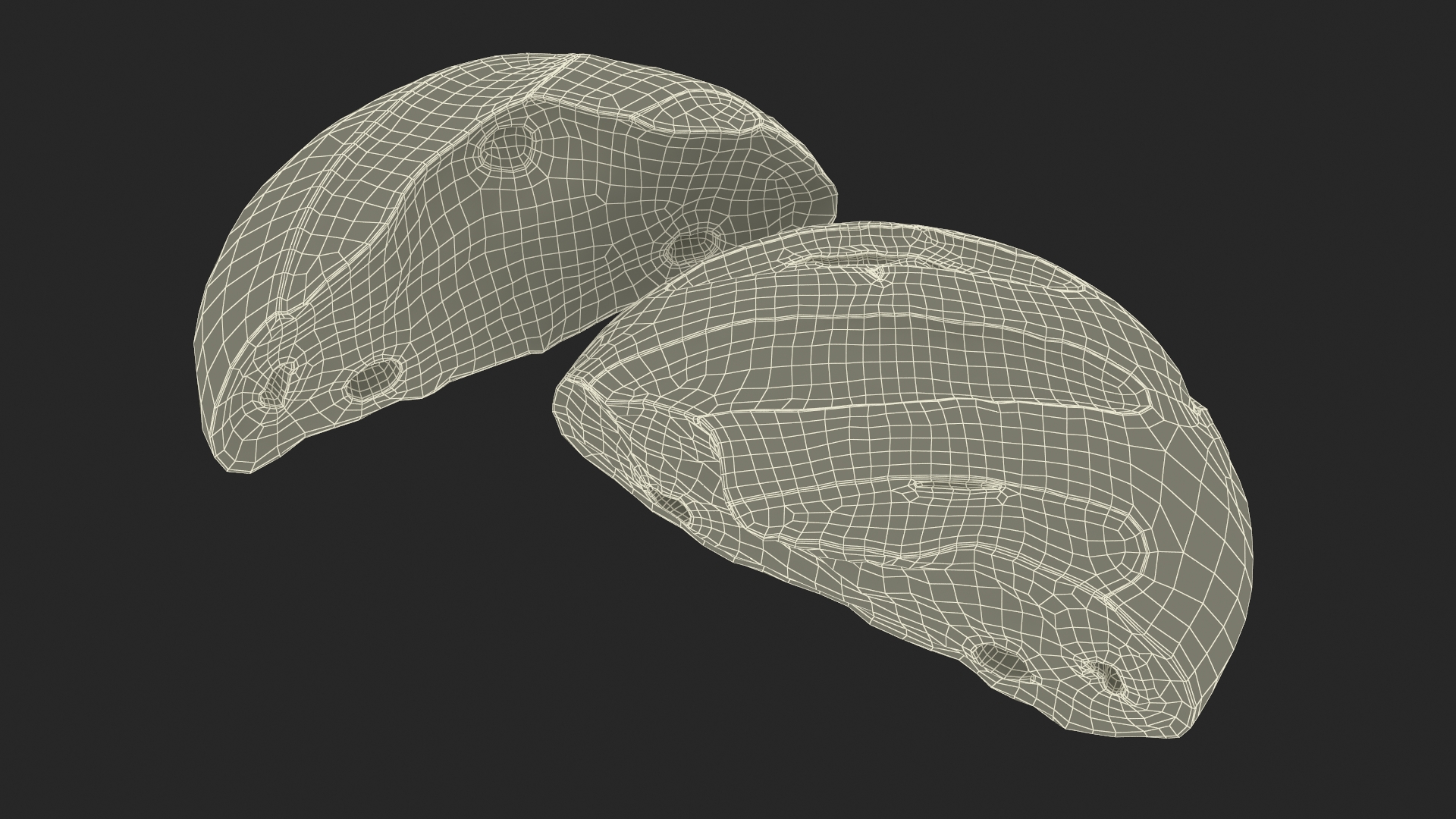 3D Broken Loaf of Round Bread