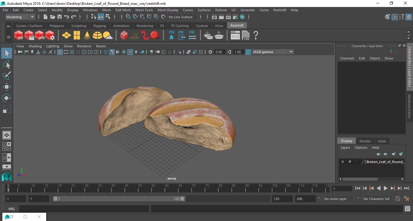 3D Broken Loaf of Round Bread