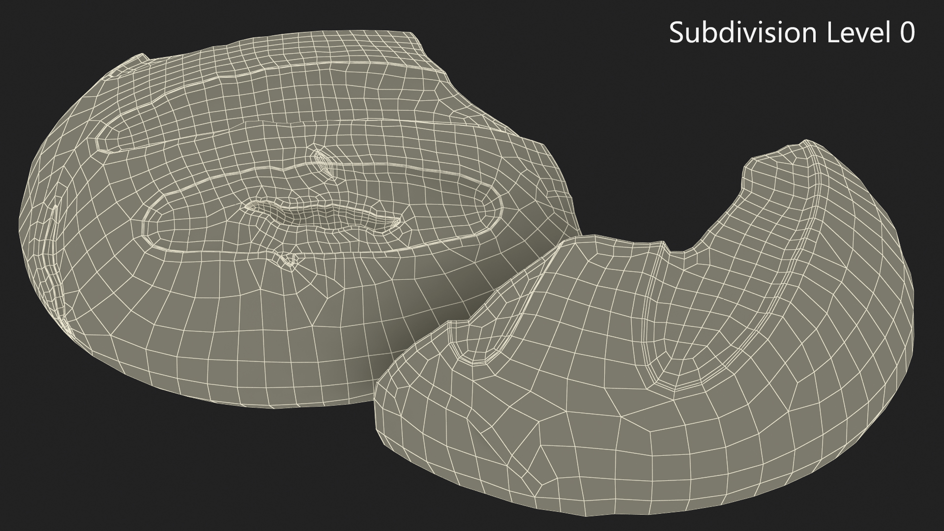3D Broken Loaf of Round Bread