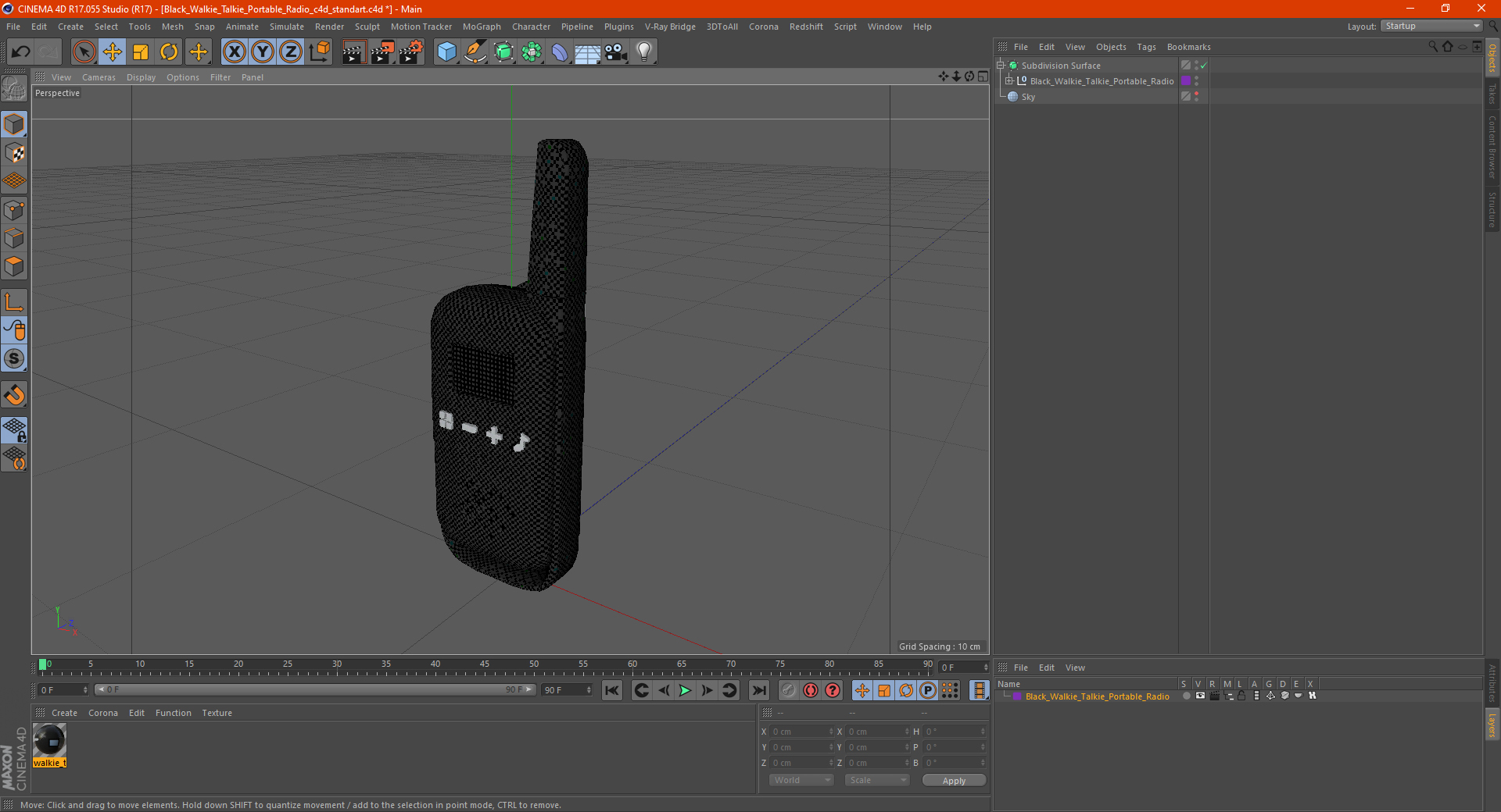 Black Walkie Talkie Portable Radio 3D model