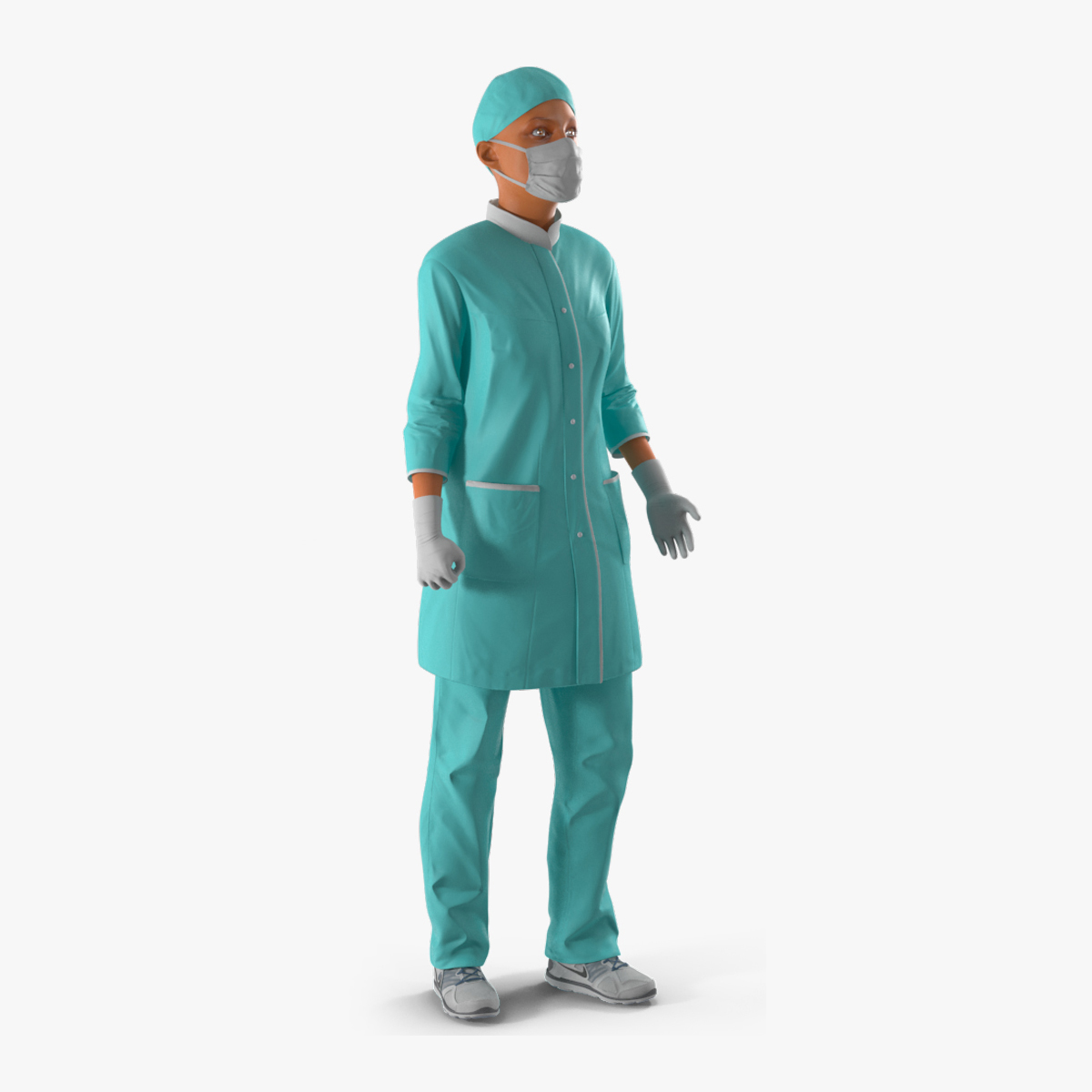 3D Female Doctor Wearing Surgical Mask Rigged for Cinema 4D