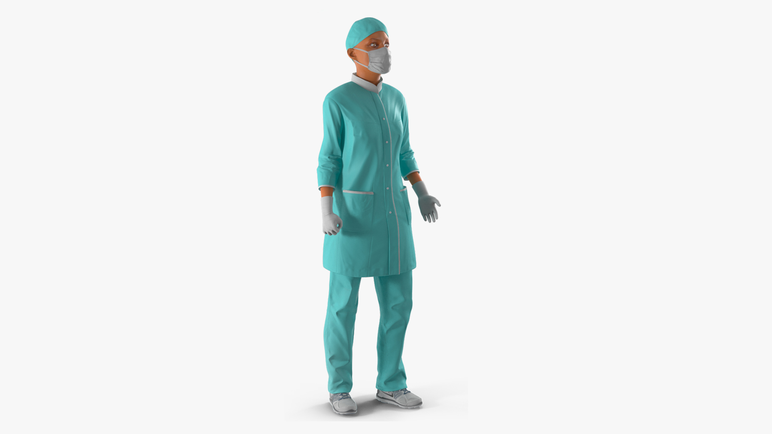 3D Female Doctor Wearing Surgical Mask Rigged for Cinema 4D