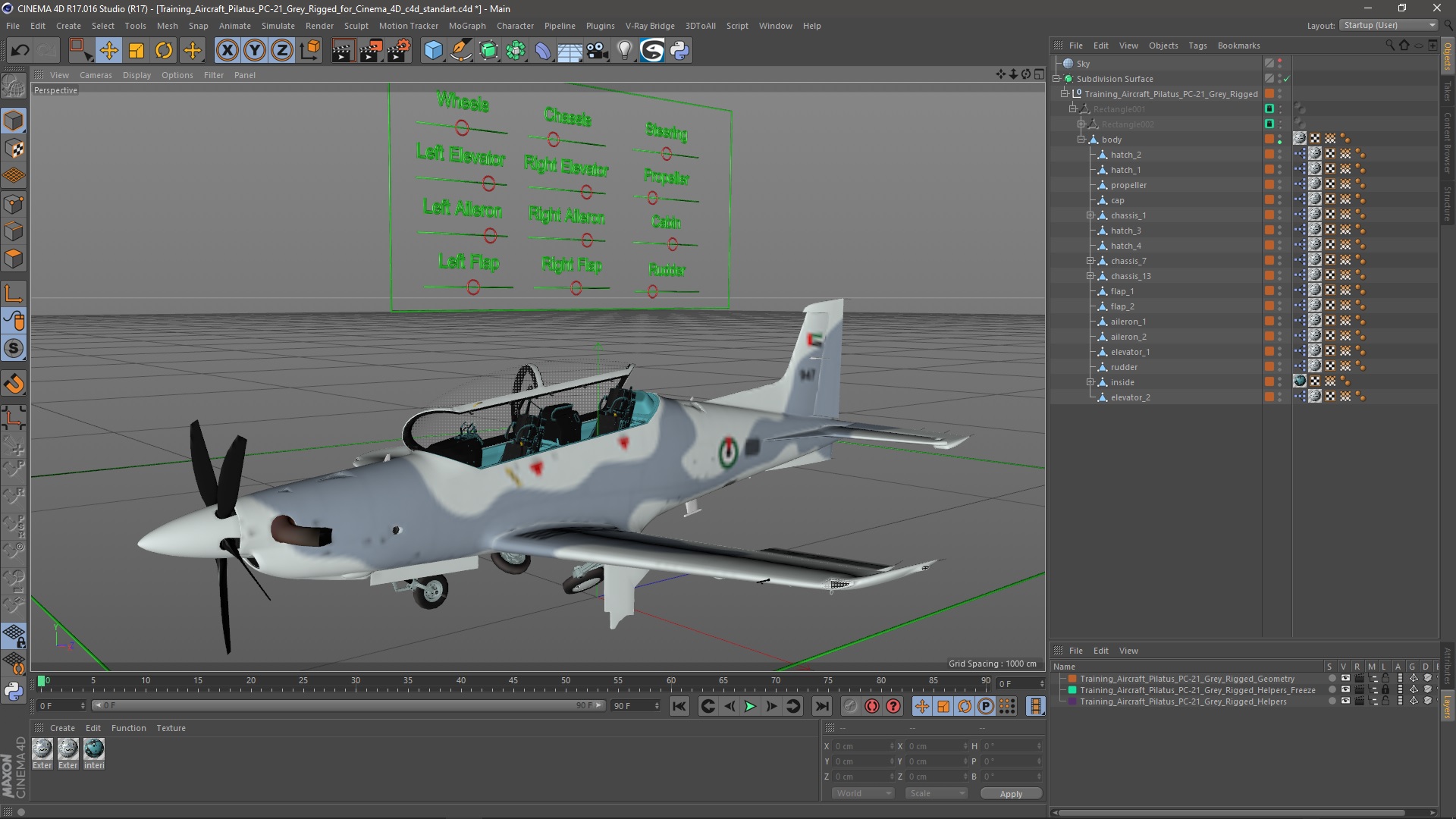 Training Aircraft Pilatus PC-21 Grey Rigged for Cinema 4D 3D