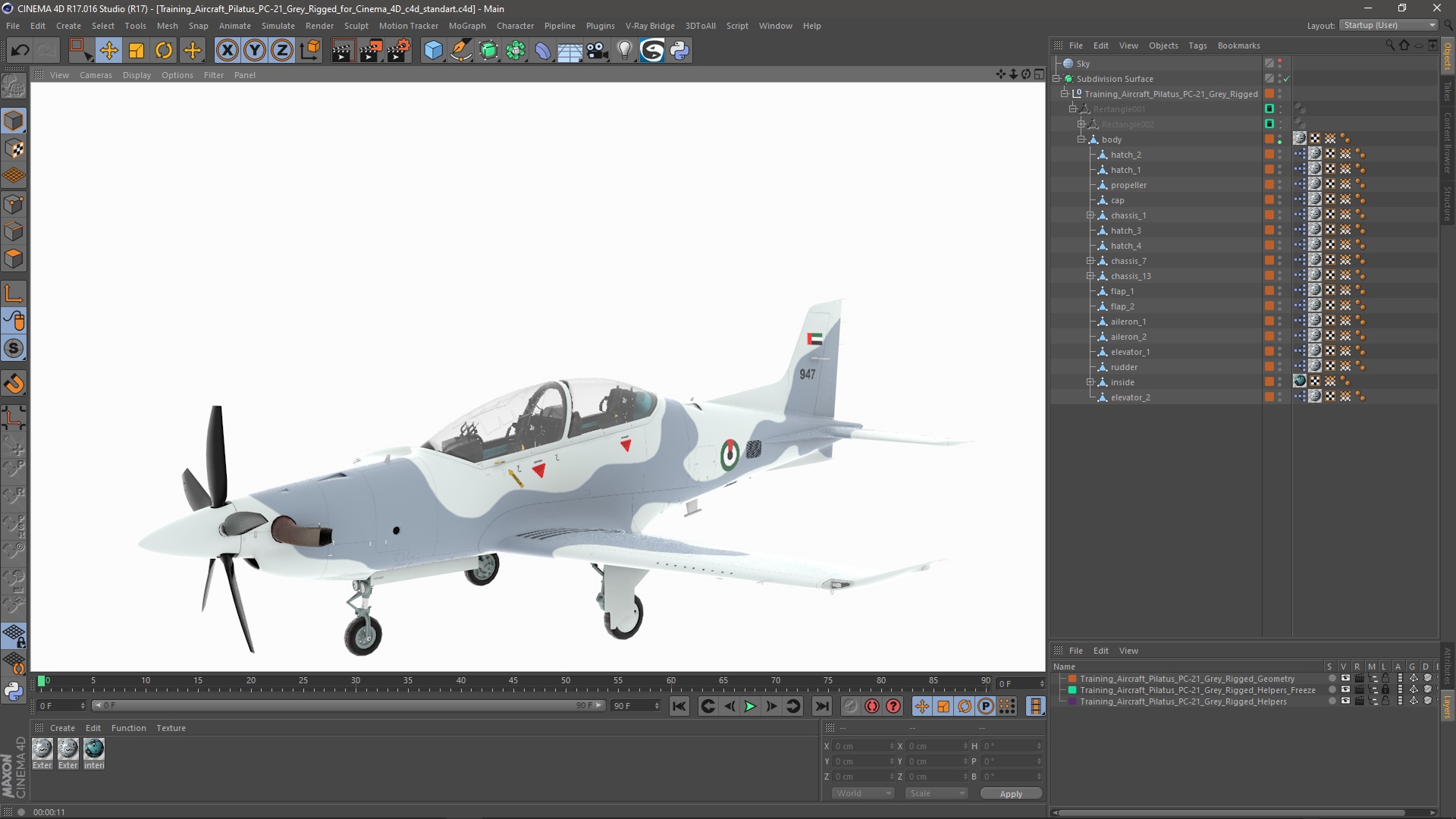 Training Aircraft Pilatus PC-21 Grey Rigged for Cinema 4D 3D