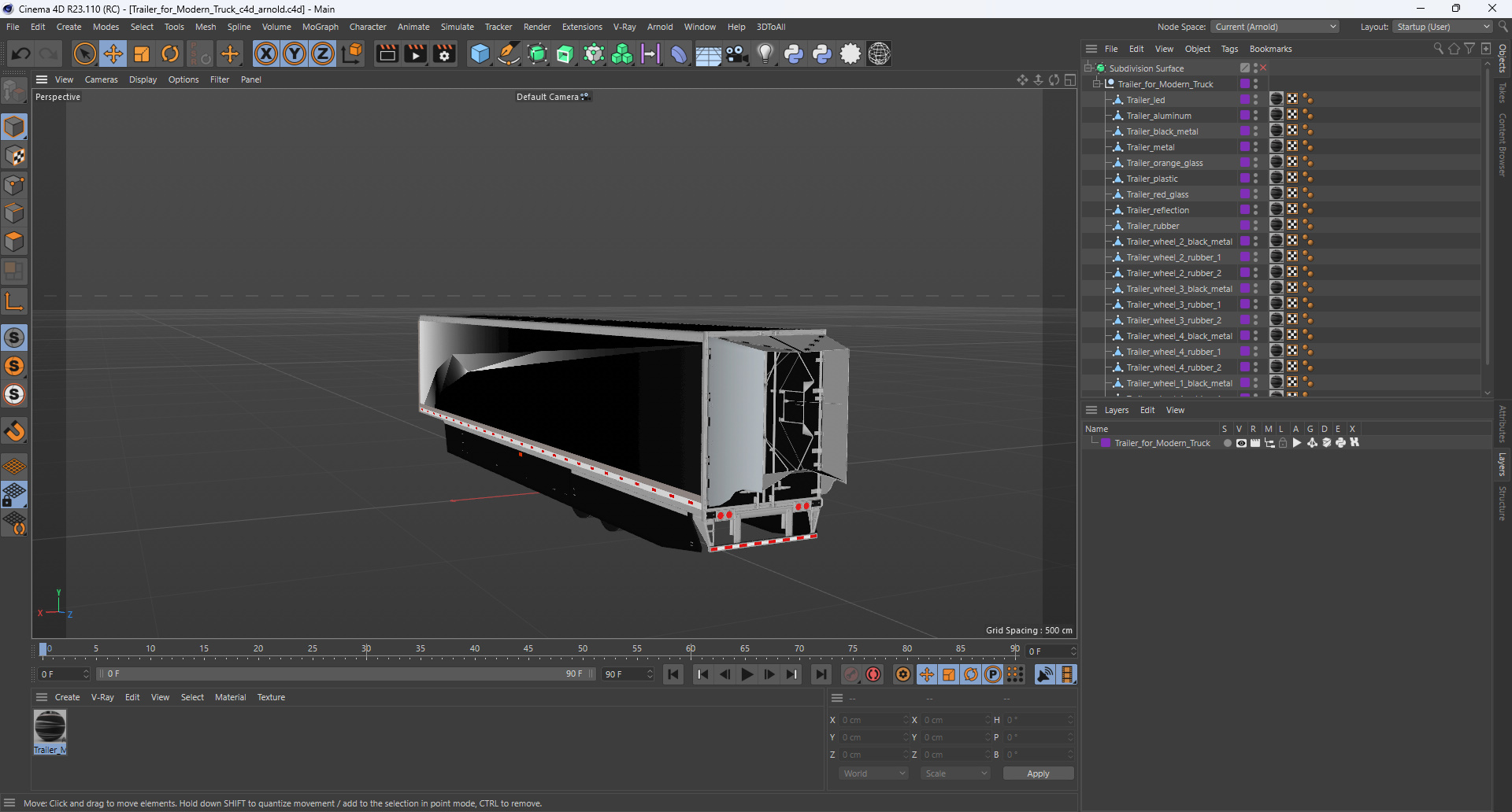 Trailer for Modern Truck 3D model