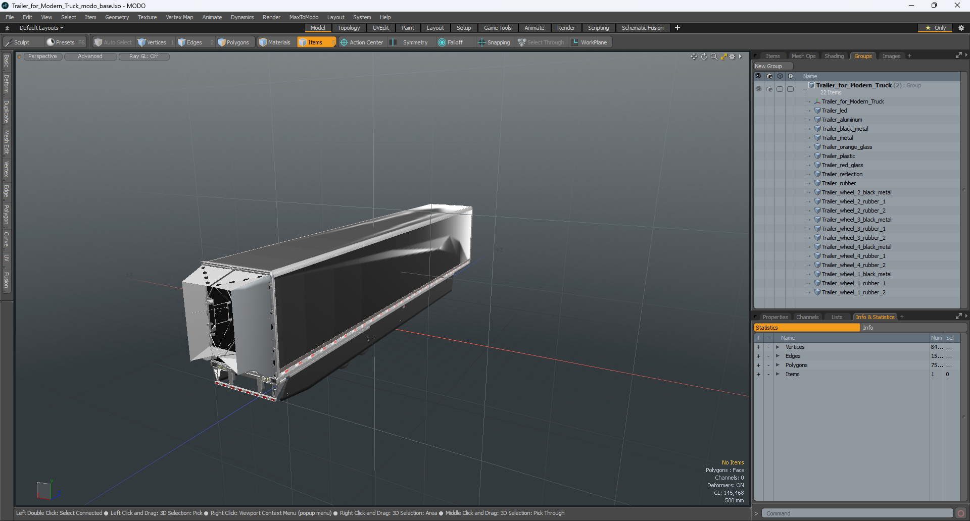 Trailer for Modern Truck 3D model
