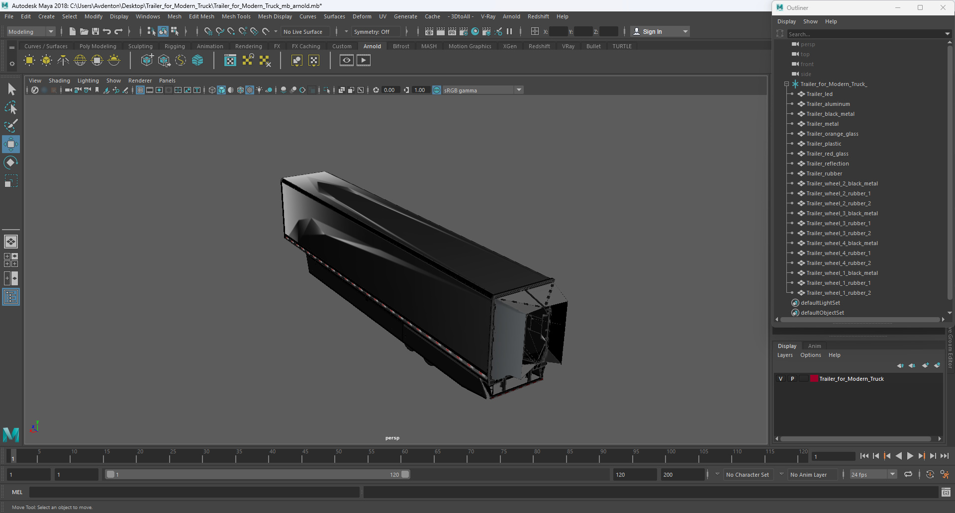 Trailer for Modern Truck 3D model