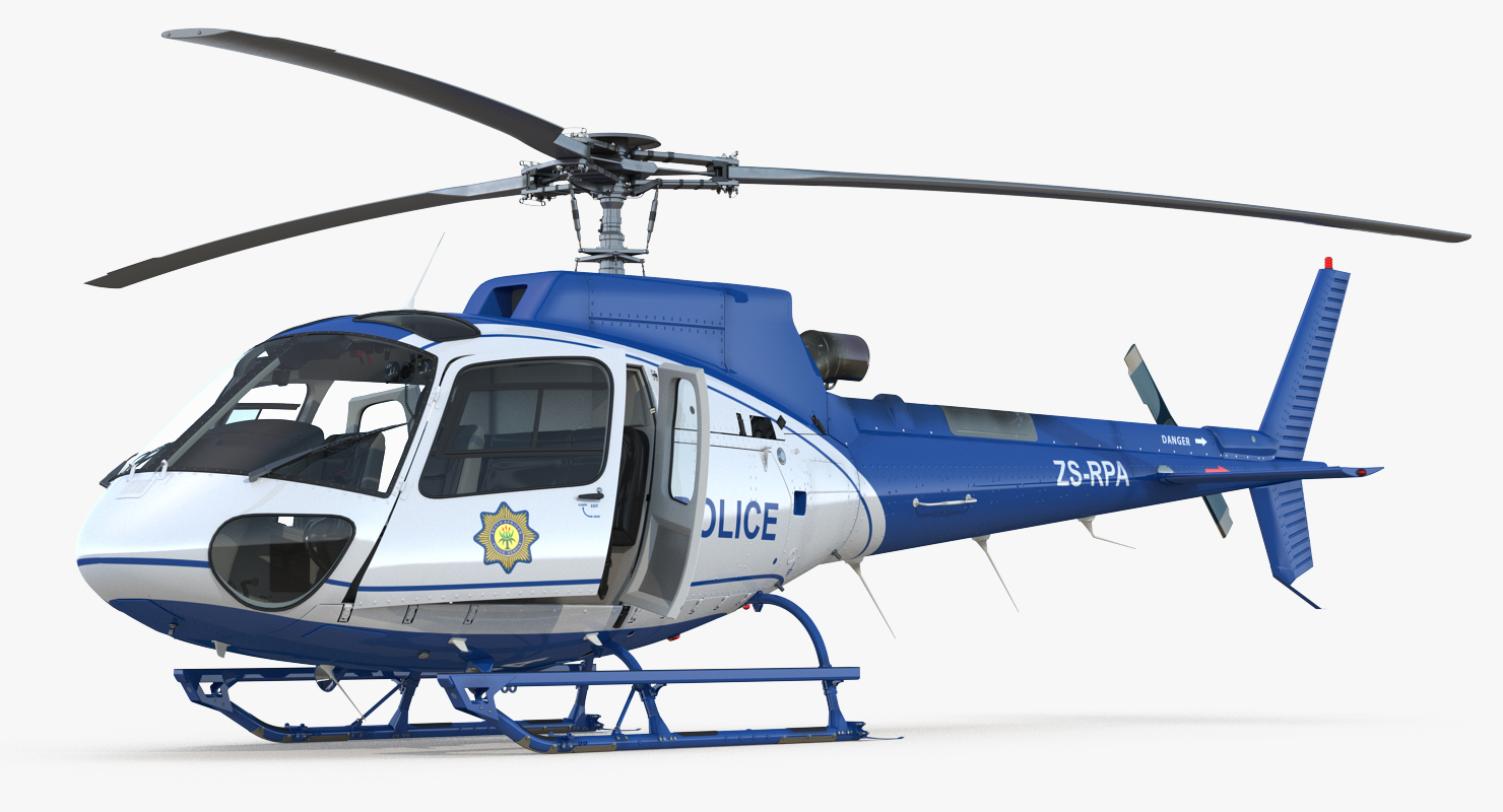 Police Helicopter Eurocopter AS 350 Rigged 3D