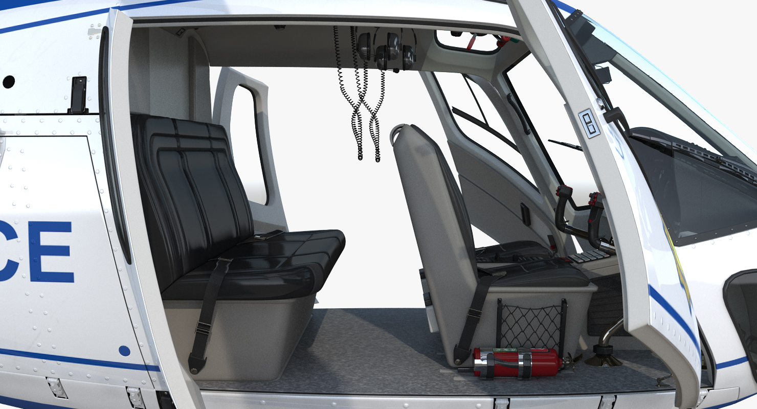 Police Helicopter Eurocopter AS 350 Rigged 3D