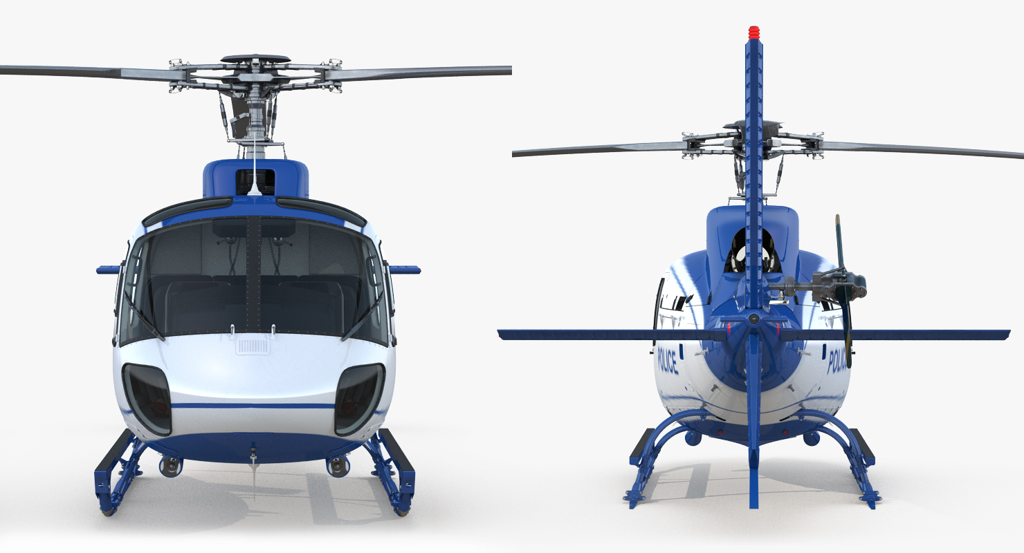Police Helicopter Eurocopter AS 350 Rigged 3D