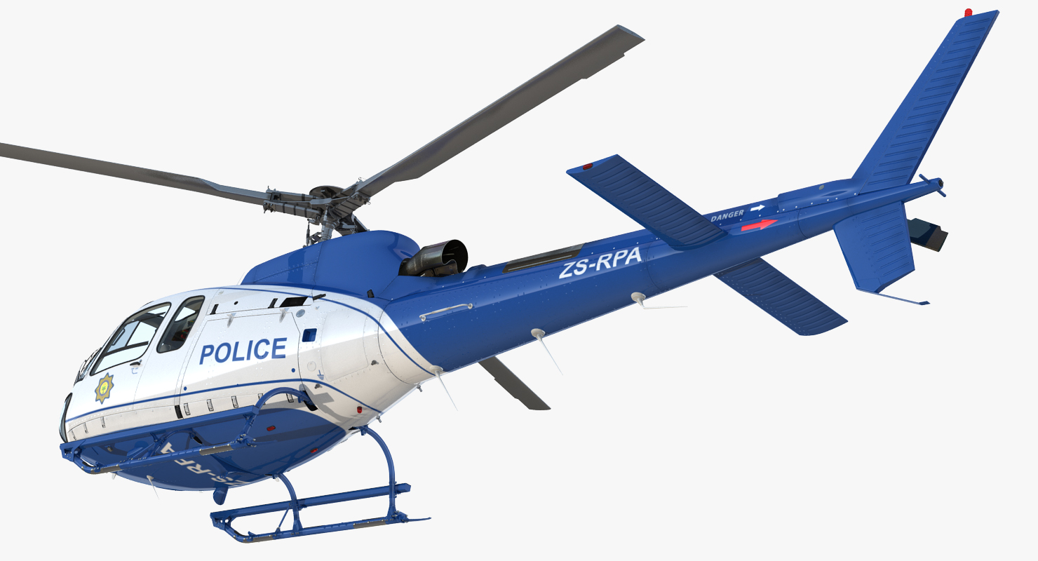 Police Helicopter Eurocopter AS 350 Rigged 3D