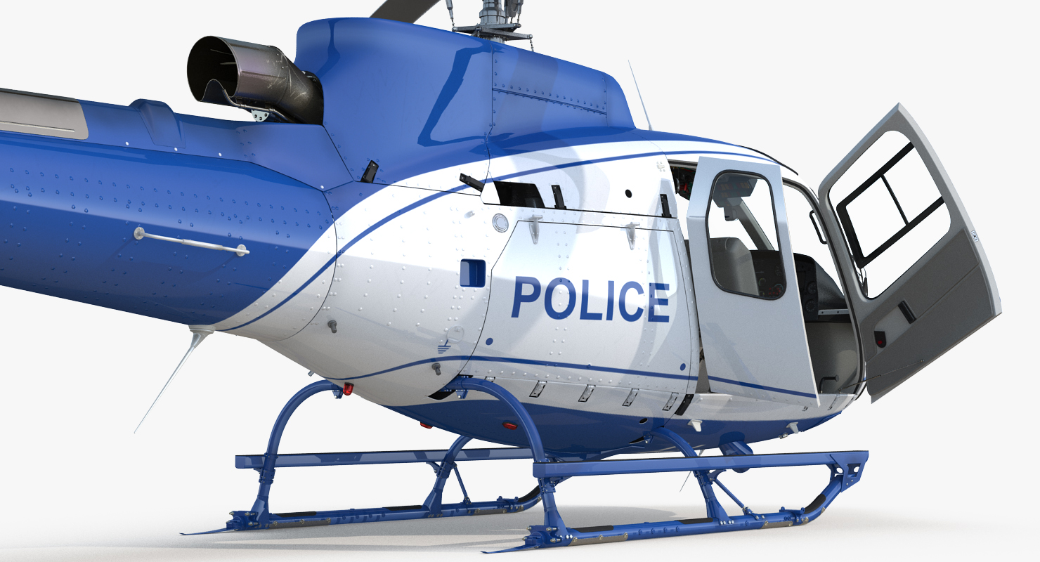 Police Helicopter Eurocopter AS 350 Rigged 3D
