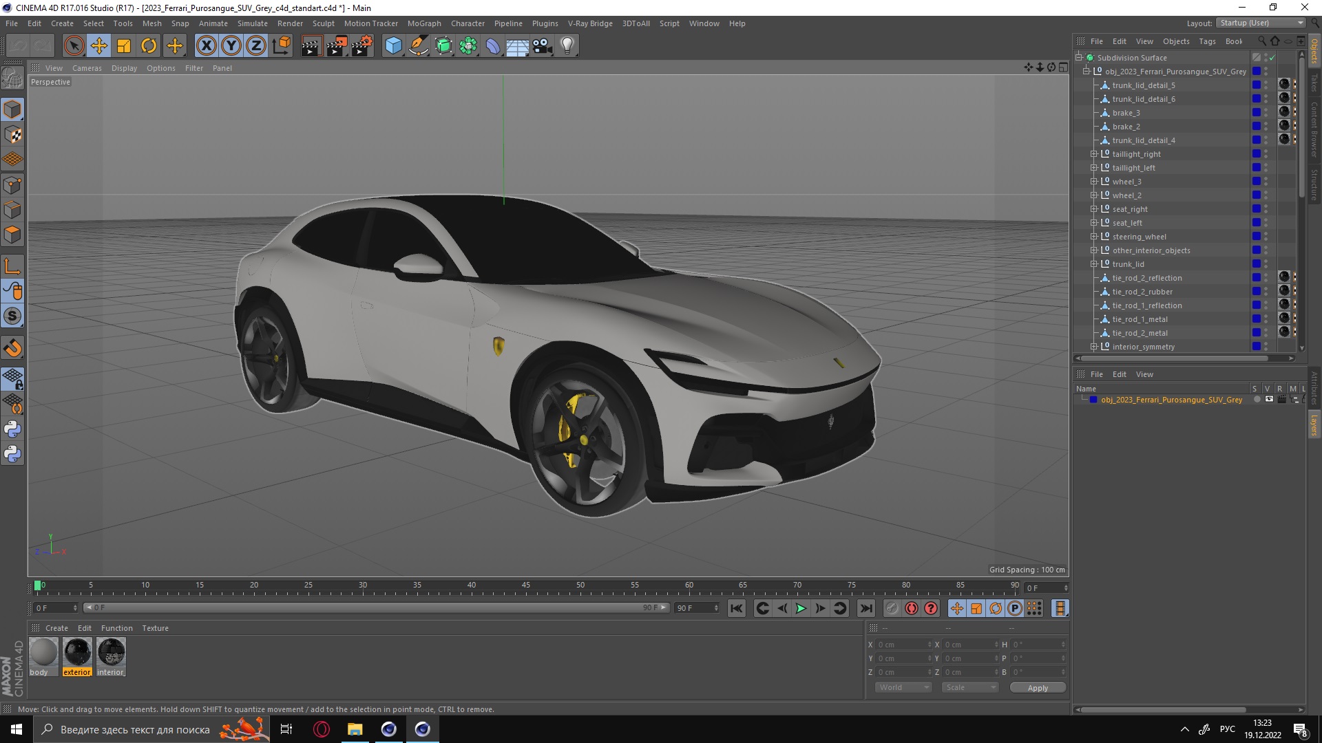 2023 Ferrari Purosangue SUV Grey 3D