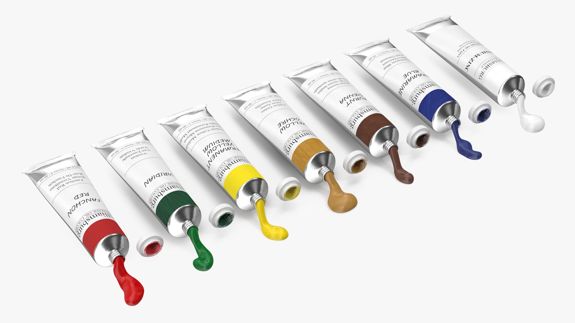 3D model Williamsburg Spilled Oil Paint Tubes Set