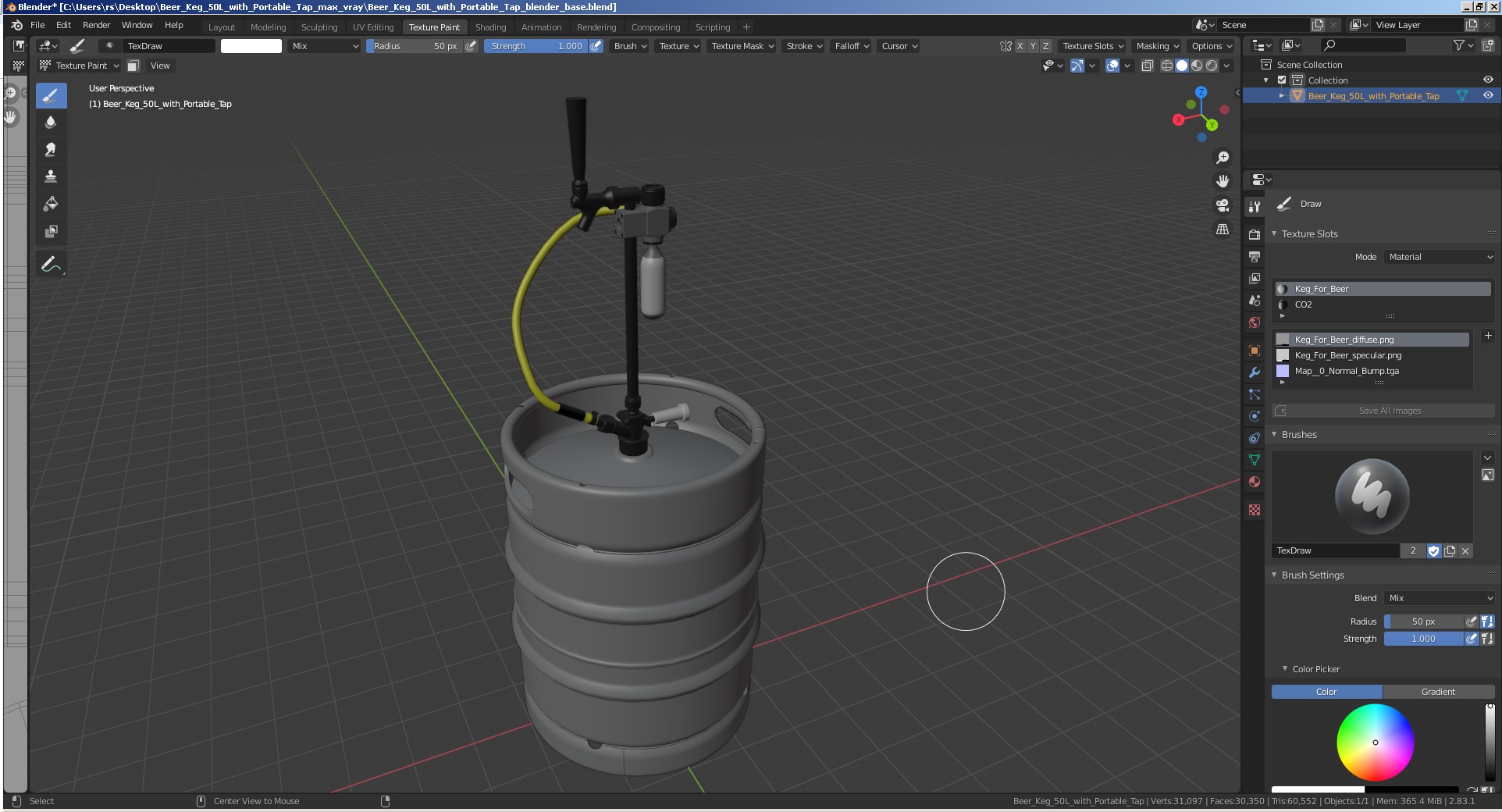3D model Beer Keg 50L with Portable Tap