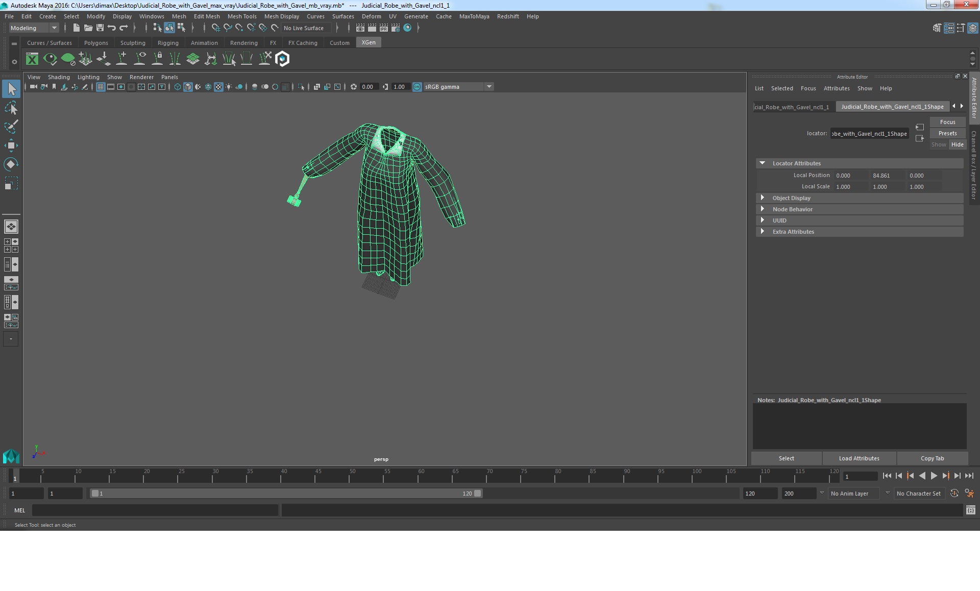 Judicial Robe with Gavel 3D model