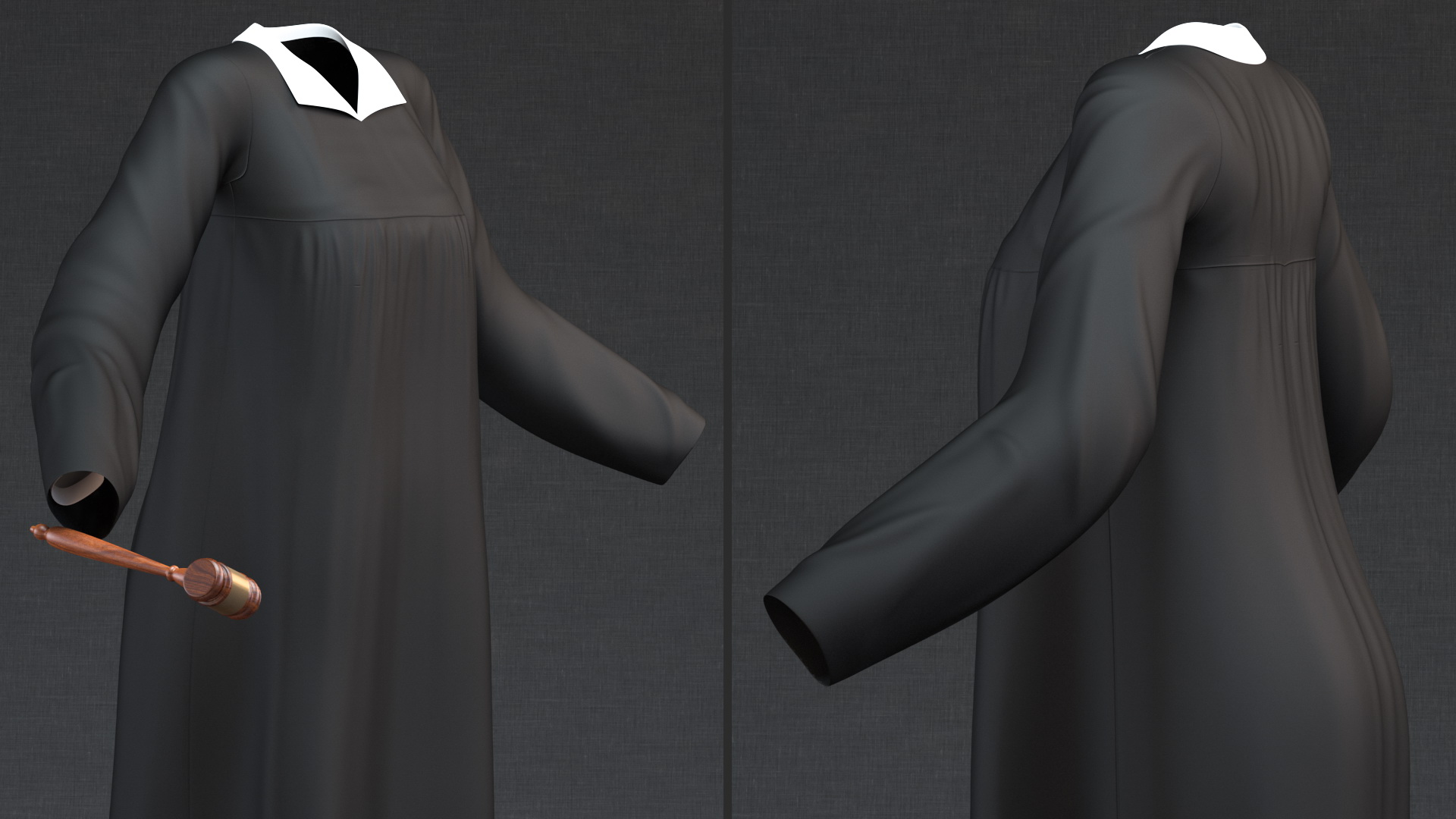 Judicial Robe with Gavel 3D model