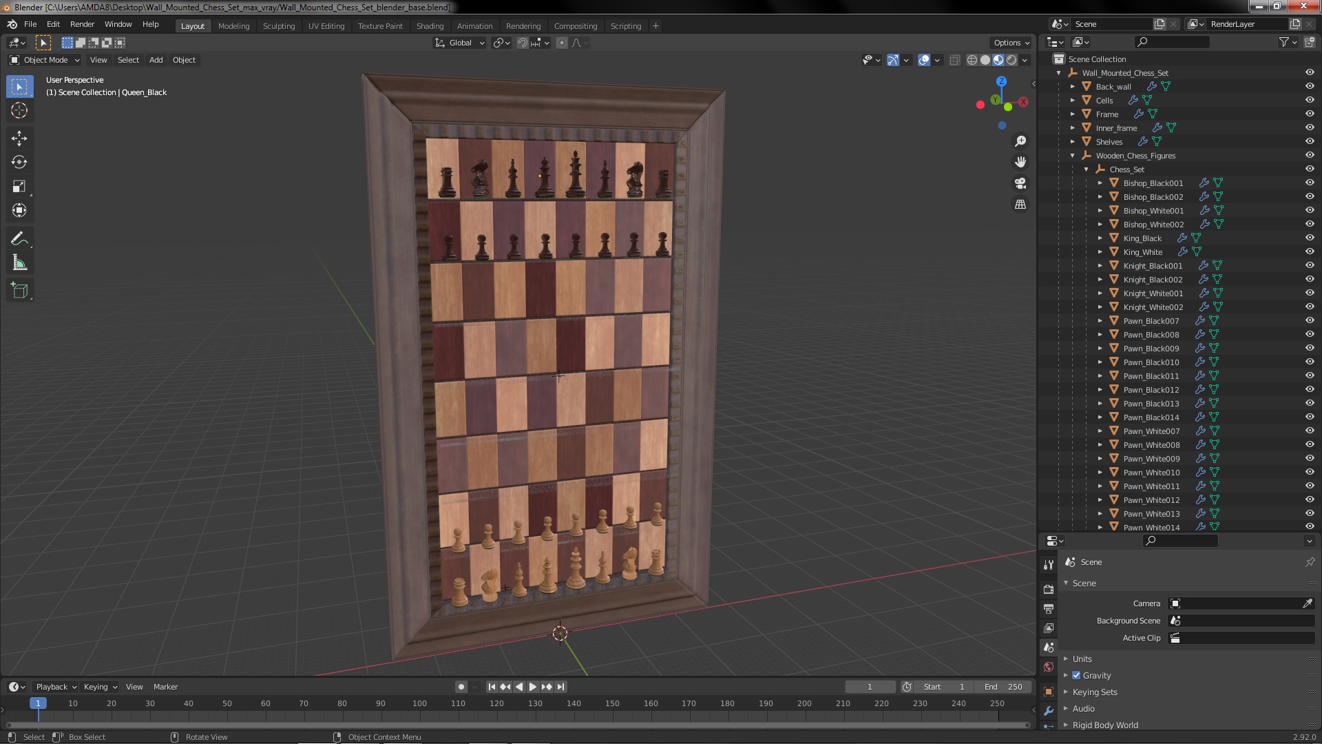 Wall Mounted Chess Set 3D